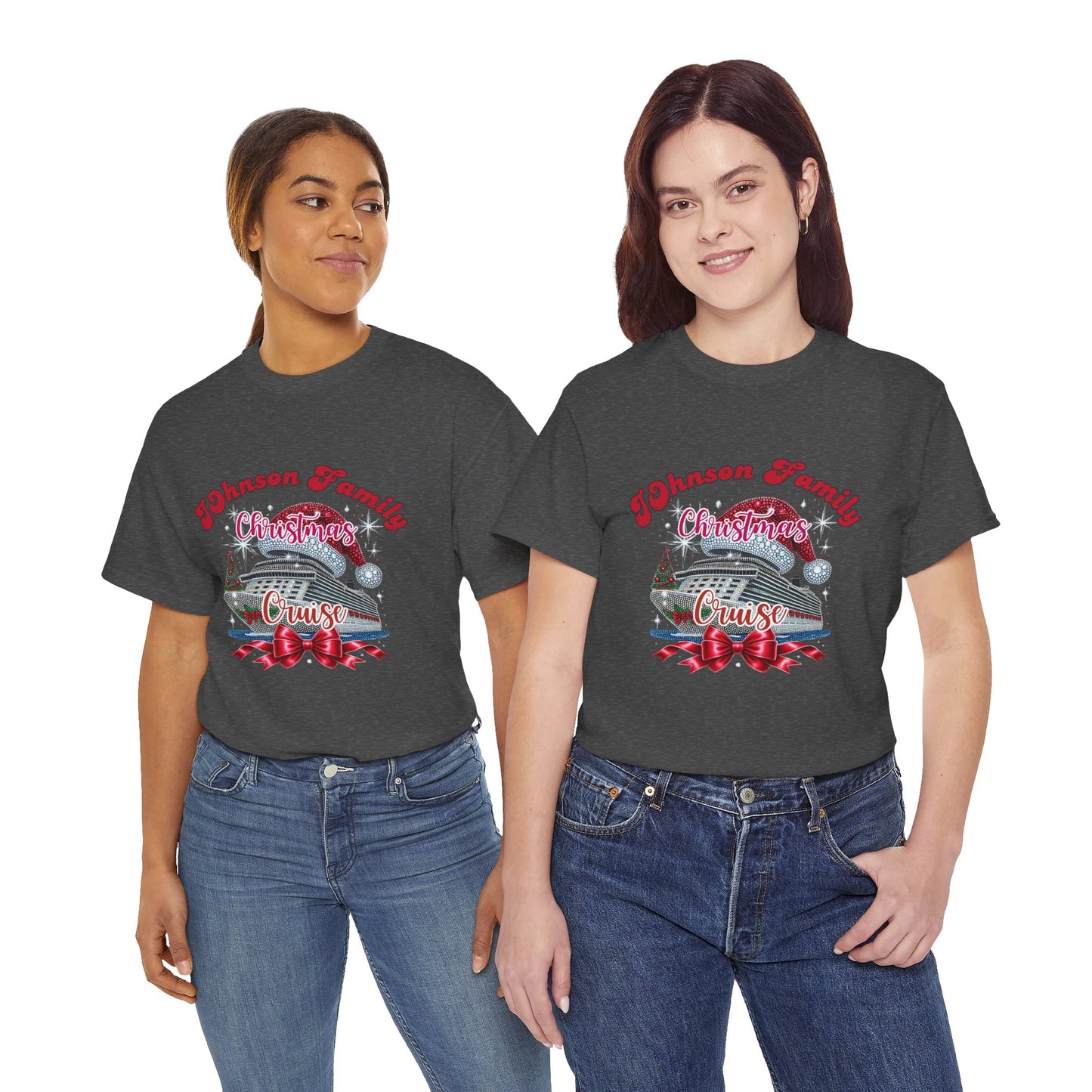 Personalized Family Christmas Cruise Tee - Unisex Heavy Cotton, Holiday T-Shirt, Matching Family Shirt, Cruise Vacation Apparel, Fun Gift Idea