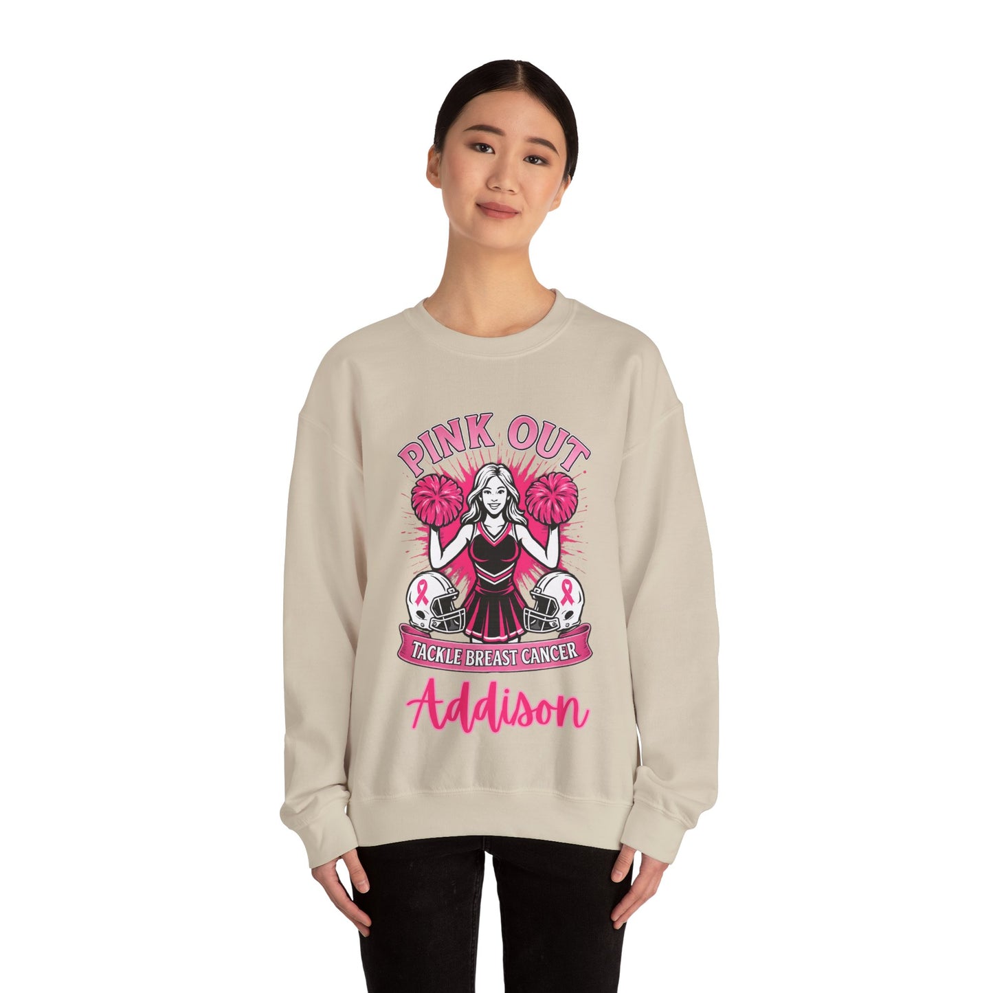 Personalized Pink Out Cheer Sweatshirt | Breast Cancer Awareness