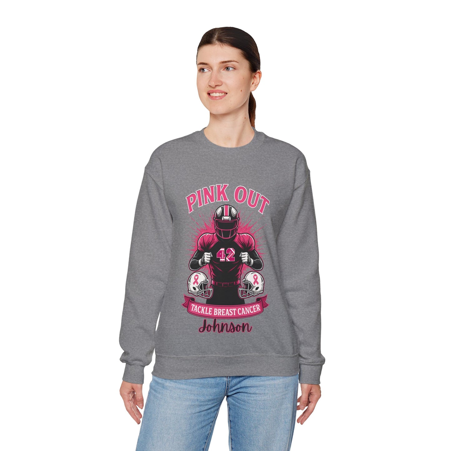 Personalized Pink Out Football Sweatshirt | Custom Breast Cancer Awareness Pullover