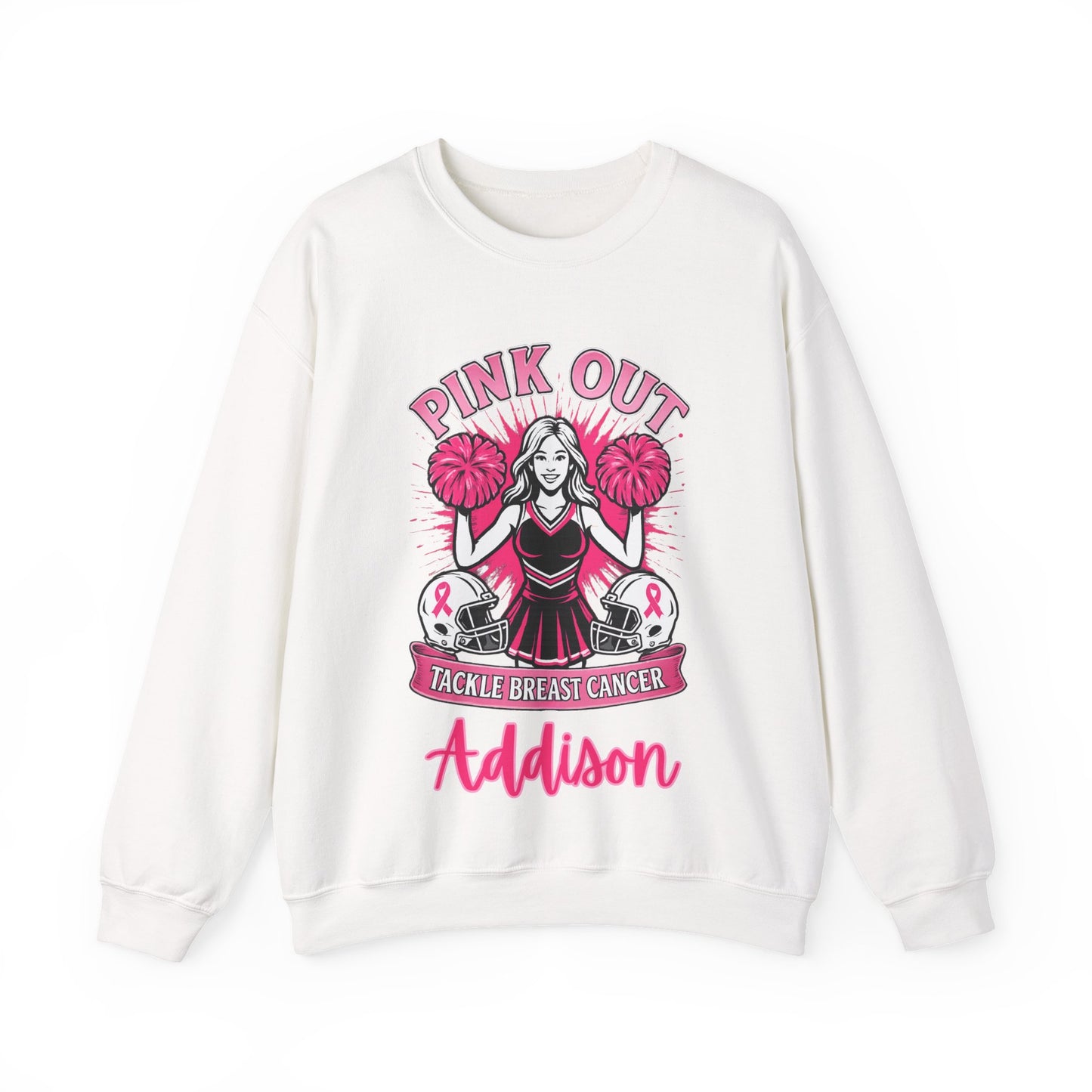 Personalized Pink Out Cheer Sweatshirt | Breast Cancer Awareness