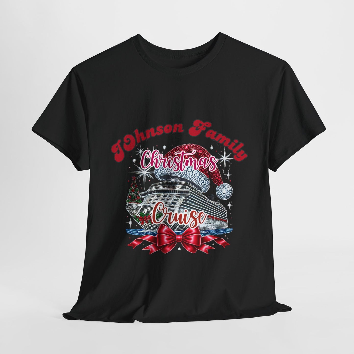 Personalized Family Christmas Cruise Tee - Unisex Heavy Cotton, Holiday T-Shirt, Matching Family Shirt, Cruise Vacation Apparel, Fun Gift Idea