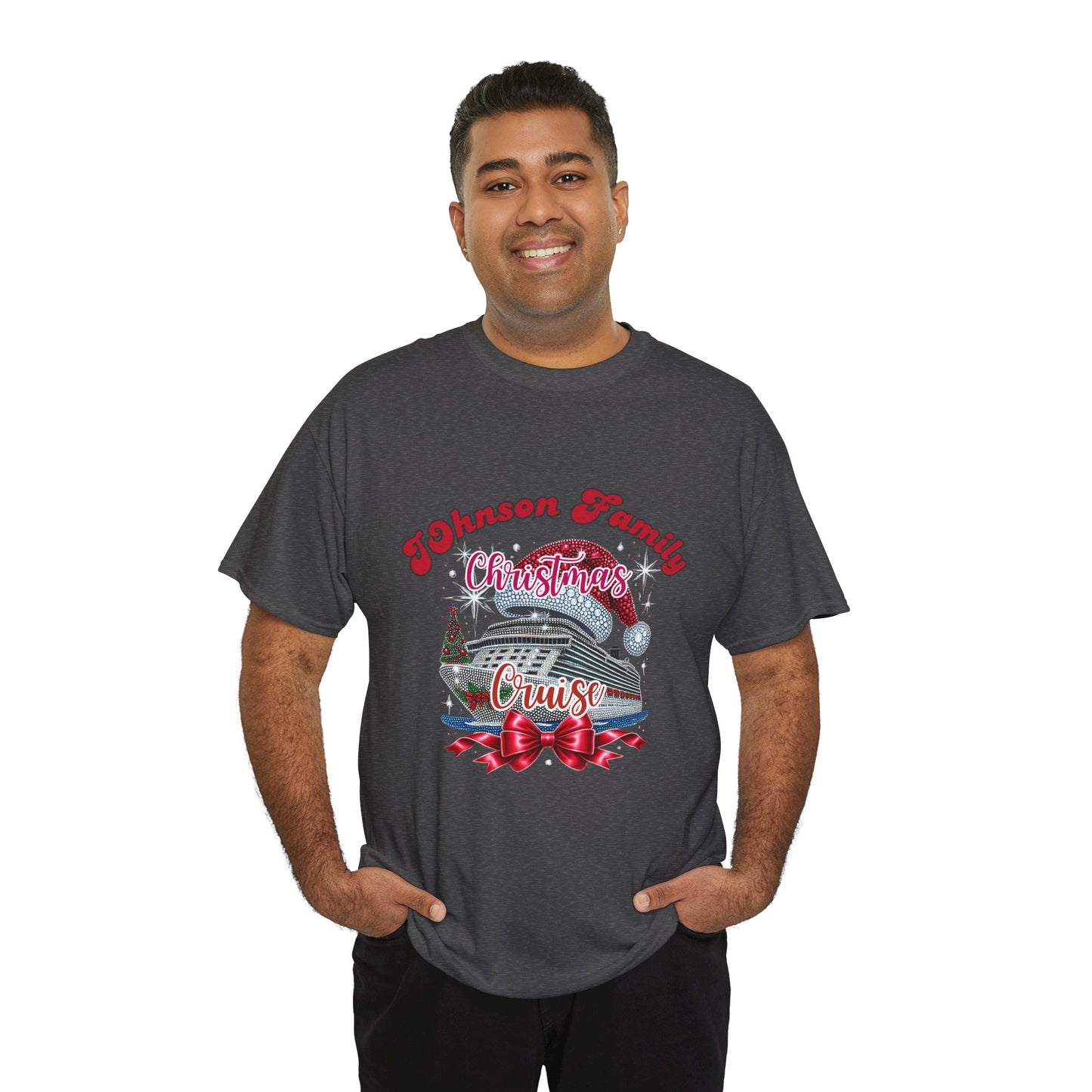 Personalized Family Christmas Cruise Tee - Unisex Heavy Cotton, Holiday T-Shirt, Matching Family Shirt, Cruise Vacation Apparel, Fun Gift Idea
