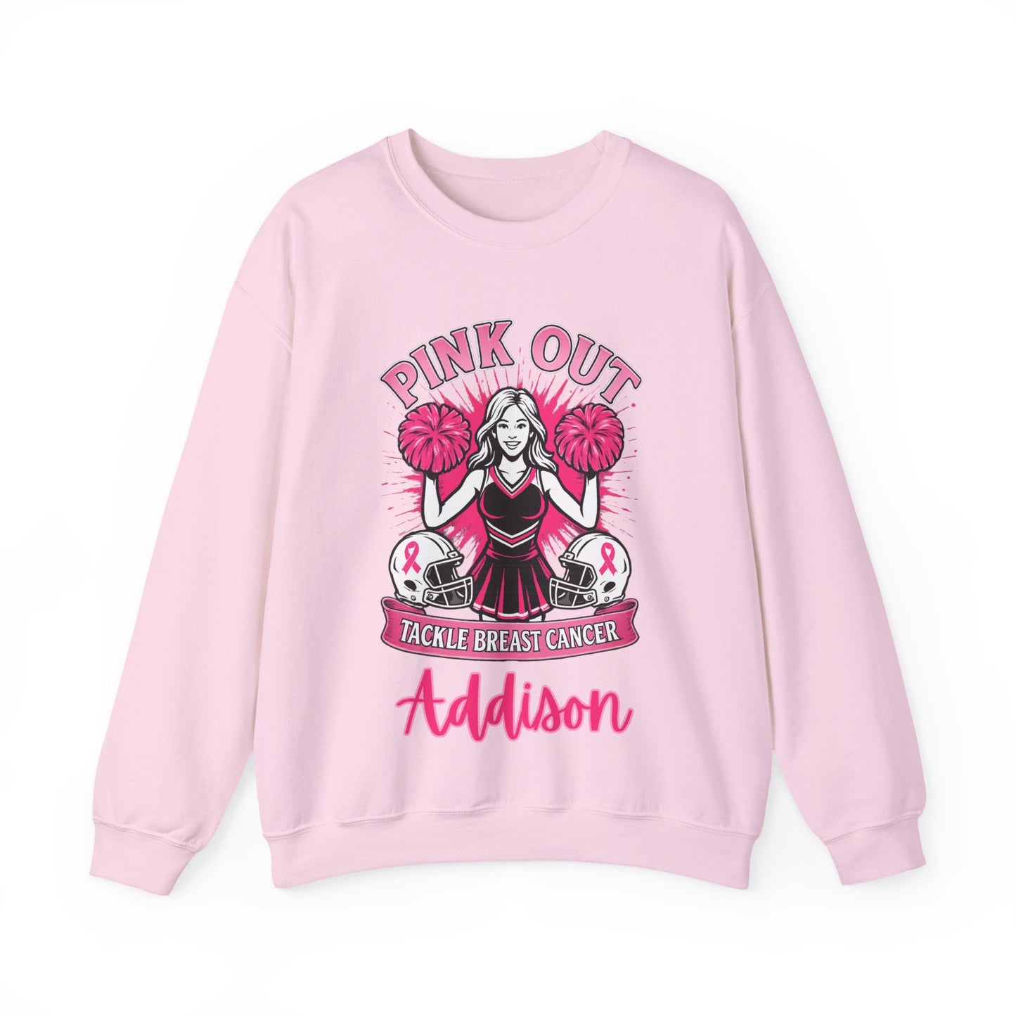 Personalized Pink Out Cheer Sweatshirt | Breast Cancer Awareness