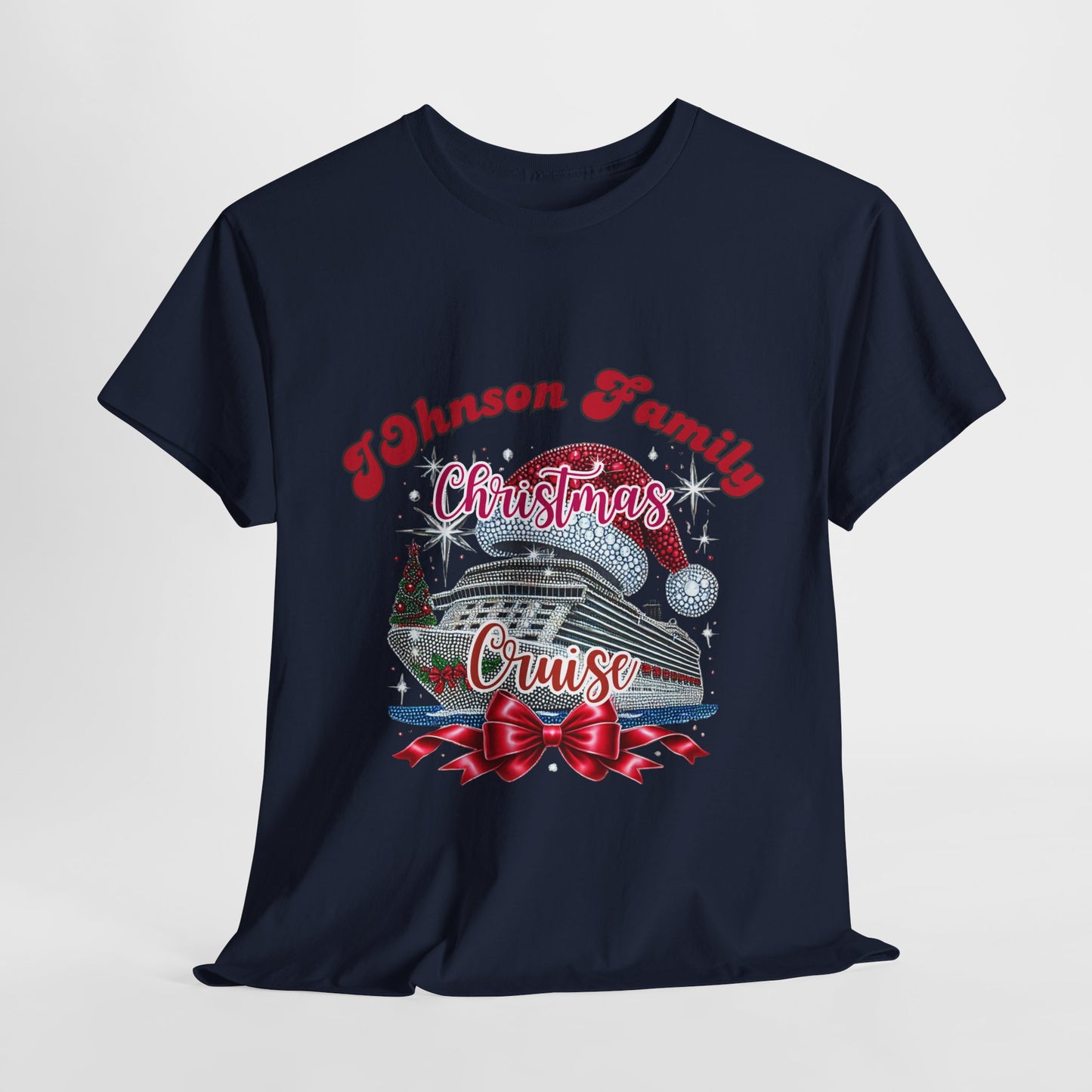 Personalized Family Christmas Cruise Tee - Unisex Heavy Cotton, Holiday T-Shirt, Matching Family Shirt, Cruise Vacation Apparel, Fun Gift Idea