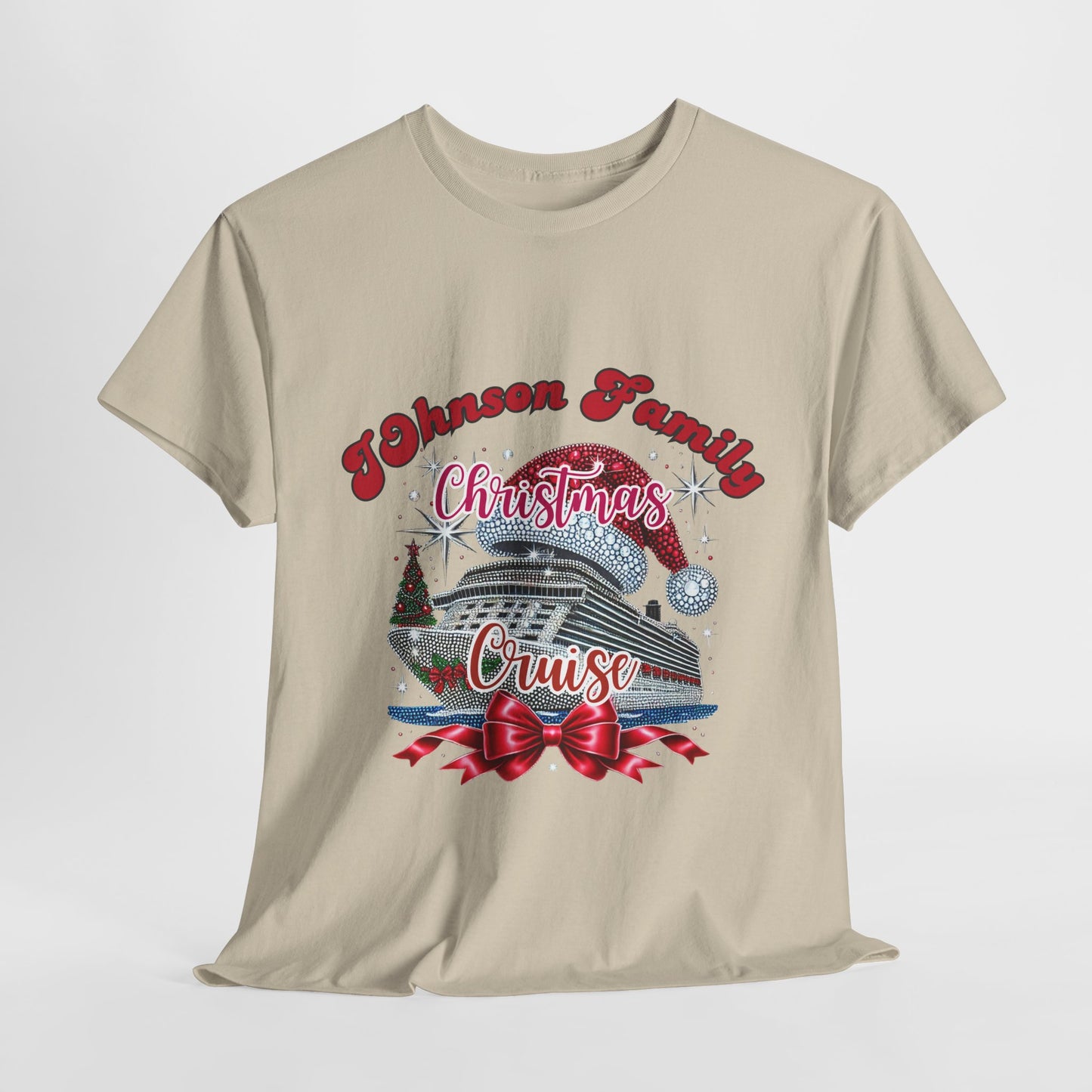 Personalized Family Christmas Cruise Tee - Unisex Heavy Cotton, Holiday T-Shirt, Matching Family Shirt, Cruise Vacation Apparel, Fun Gift Idea