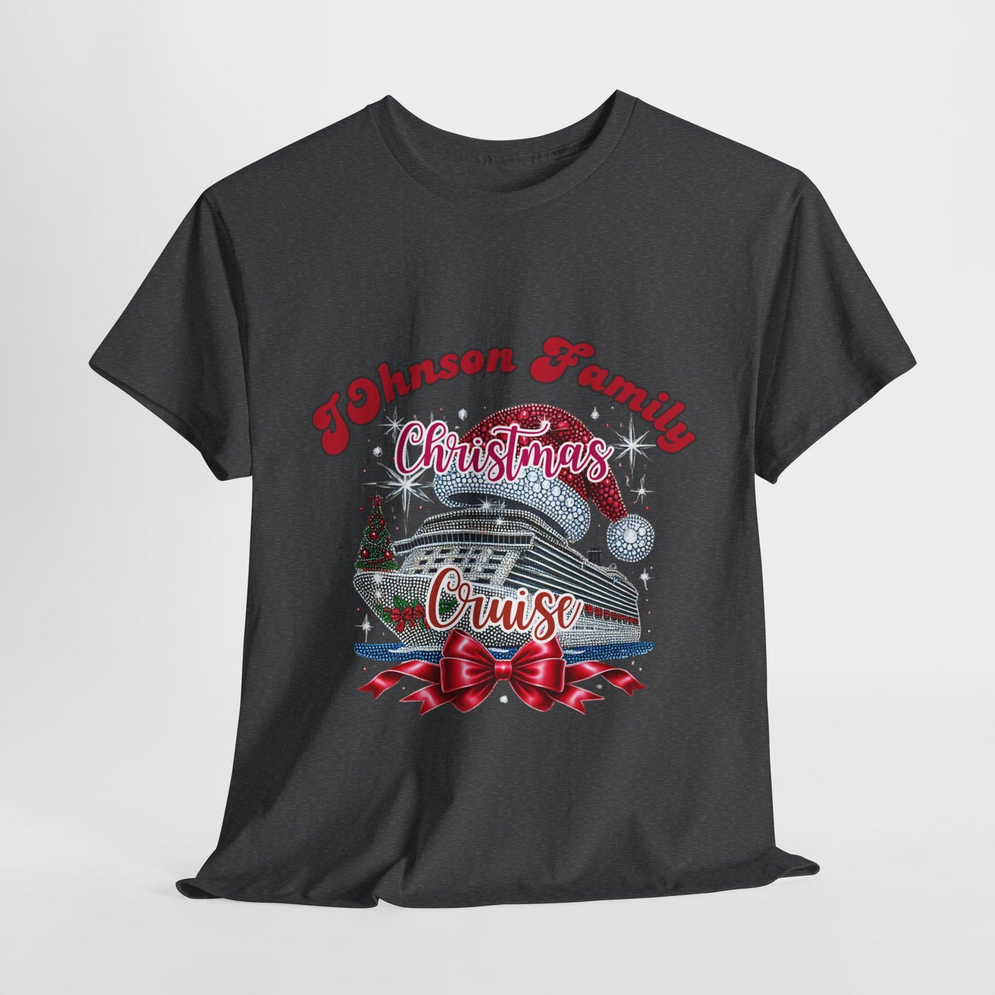 Personalized Family Christmas Cruise Tee - Unisex Heavy Cotton, Holiday T-Shirt, Matching Family Shirt, Cruise Vacation Apparel, Fun Gift Idea