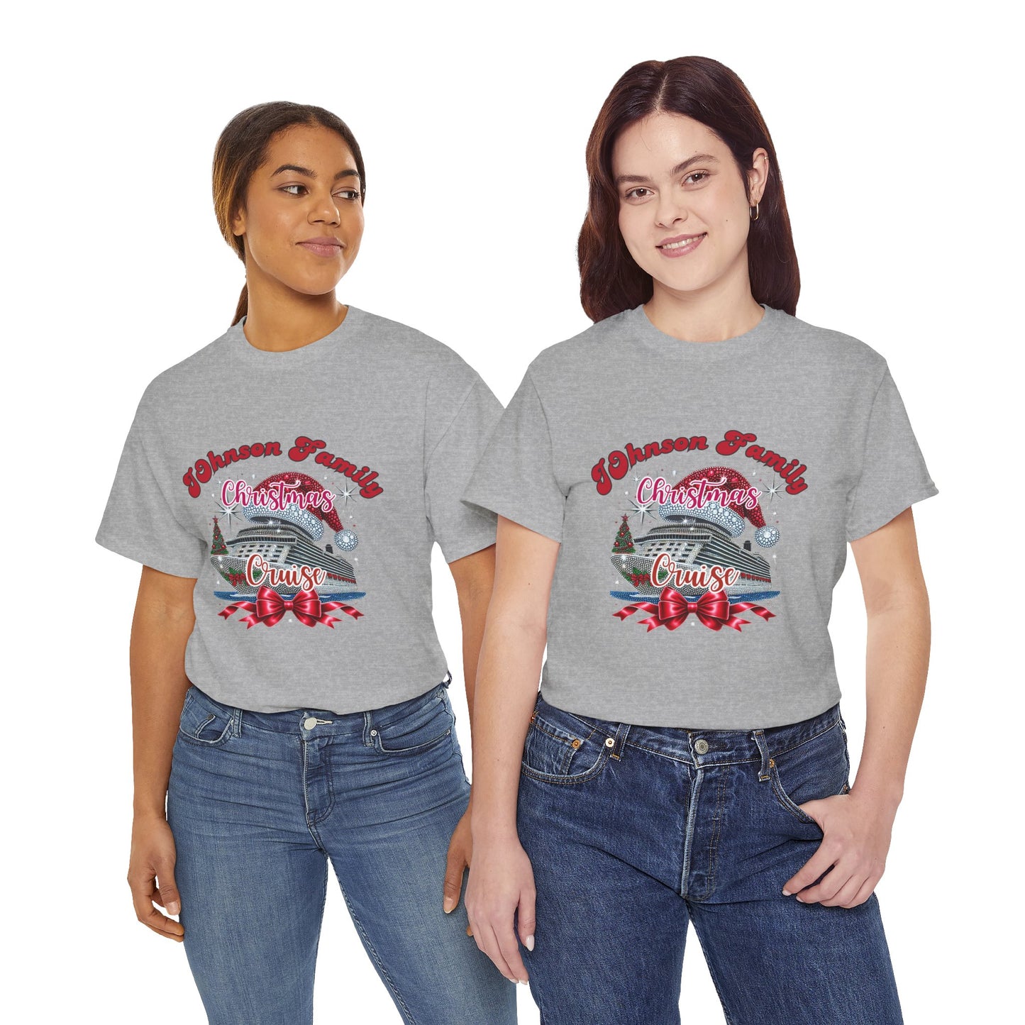 Personalized Family Christmas Cruise Tee - Unisex Heavy Cotton, Holiday T-Shirt, Matching Family Shirt, Cruise Vacation Apparel, Fun Gift Idea