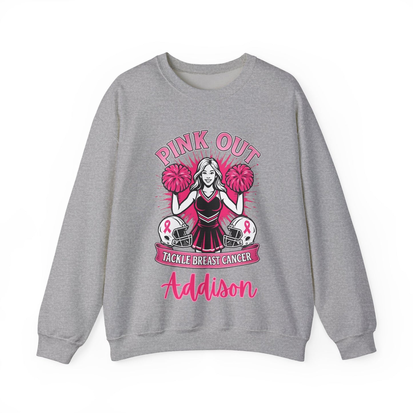 Personalized Pink Out Cheer Sweatshirt | Breast Cancer Awareness