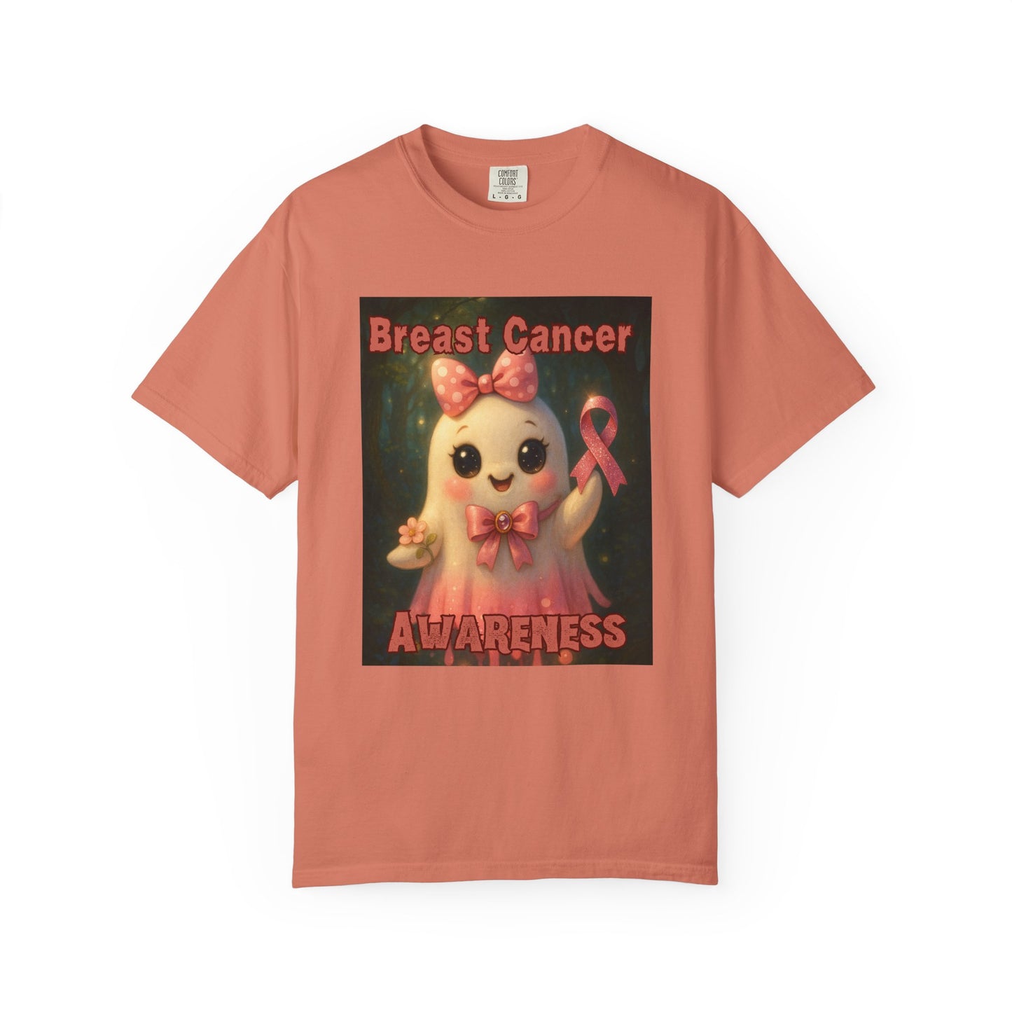 Breast Cancer Awareness Unisex T-Shirt - Cute Ghost Design, Pink Ribbon Tee, Supportive Gift, Casual Wear, October Fundraiser
