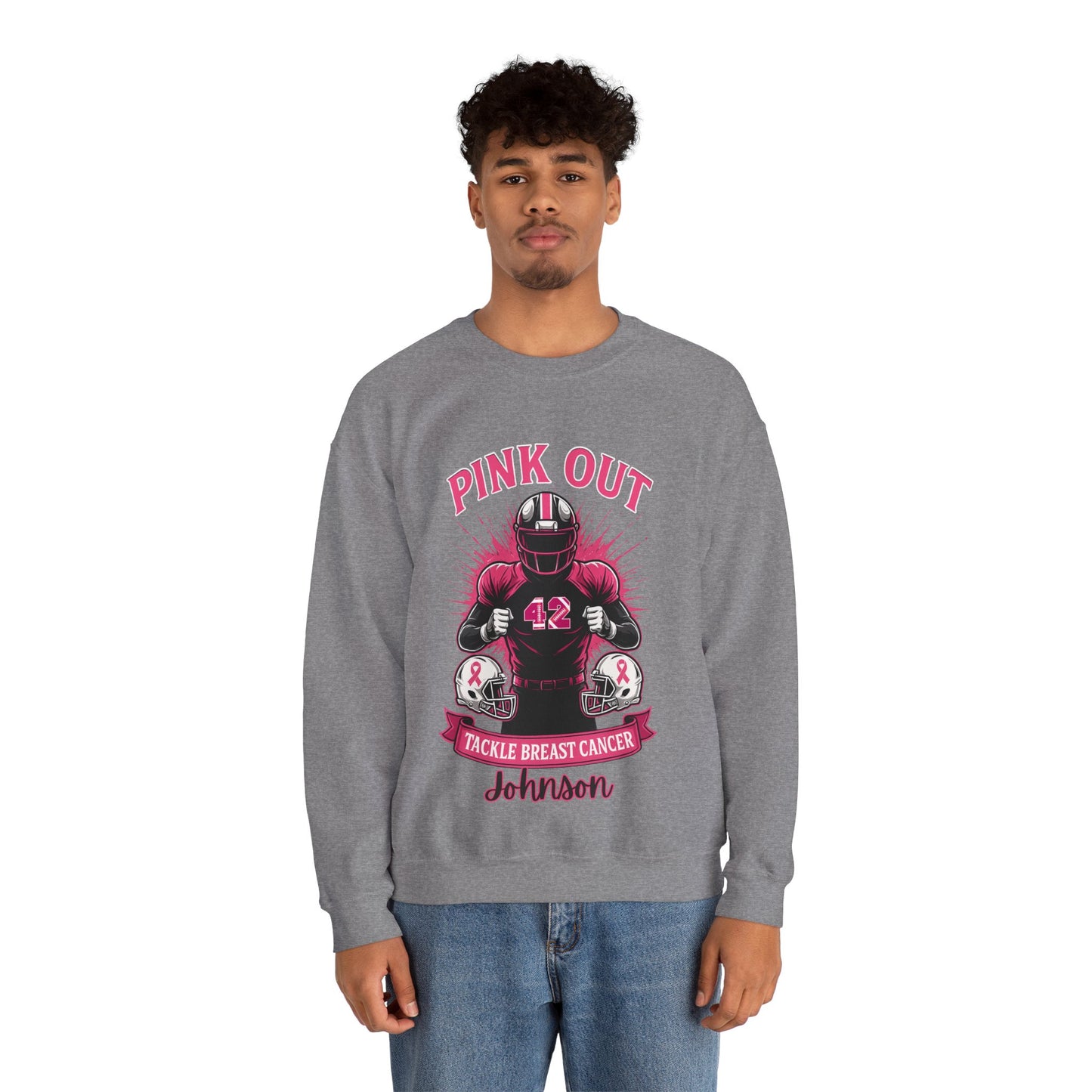 Personalized Pink Out Football Sweatshirt | Custom Breast Cancer Awareness Pullover