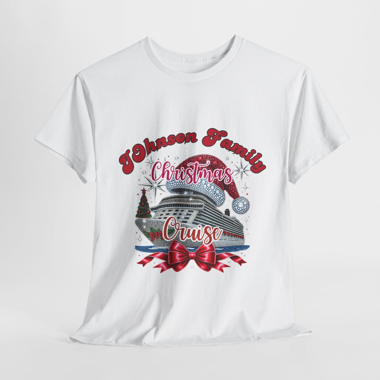 Personalized Family Christmas Cruise Tee - Unisex Heavy Cotton, Holiday T-Shirt, Matching Family Shirt, Cruise Vacation Apparel, Fun Gift Idea