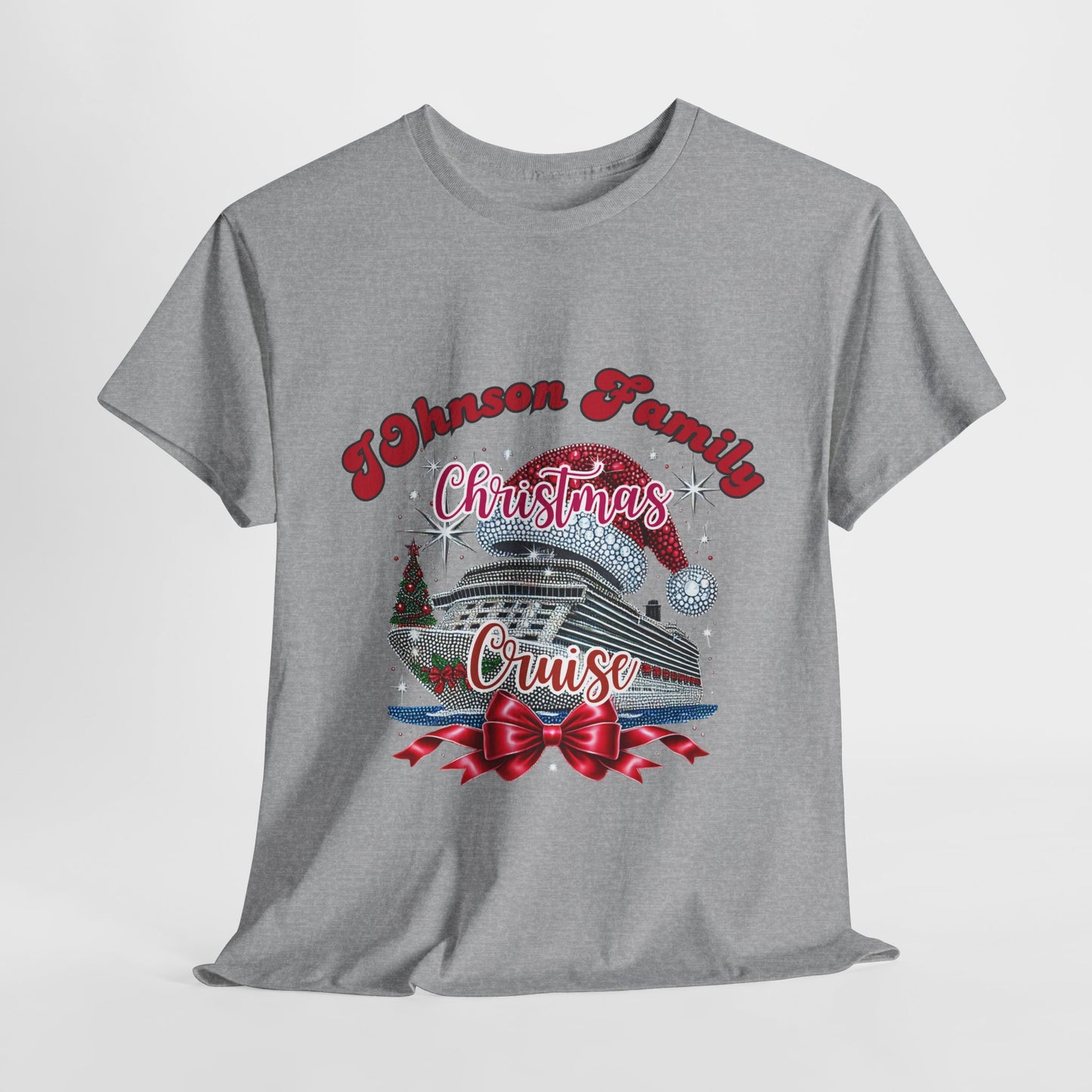 Personalized Family Christmas Cruise Tee - Unisex Heavy Cotton, Holiday T-Shirt, Matching Family Shirt, Cruise Vacation Apparel, Fun Gift Idea