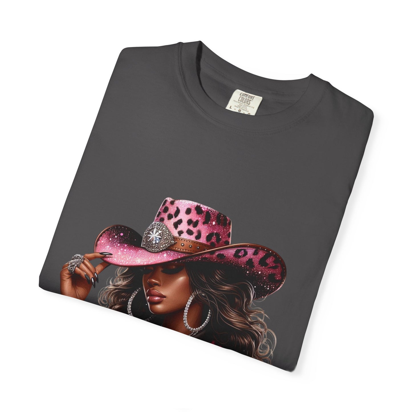 Pink Leopard Cowgirl T-Shirt – “Boots On The Ground” – Western Graphic Tee for Women