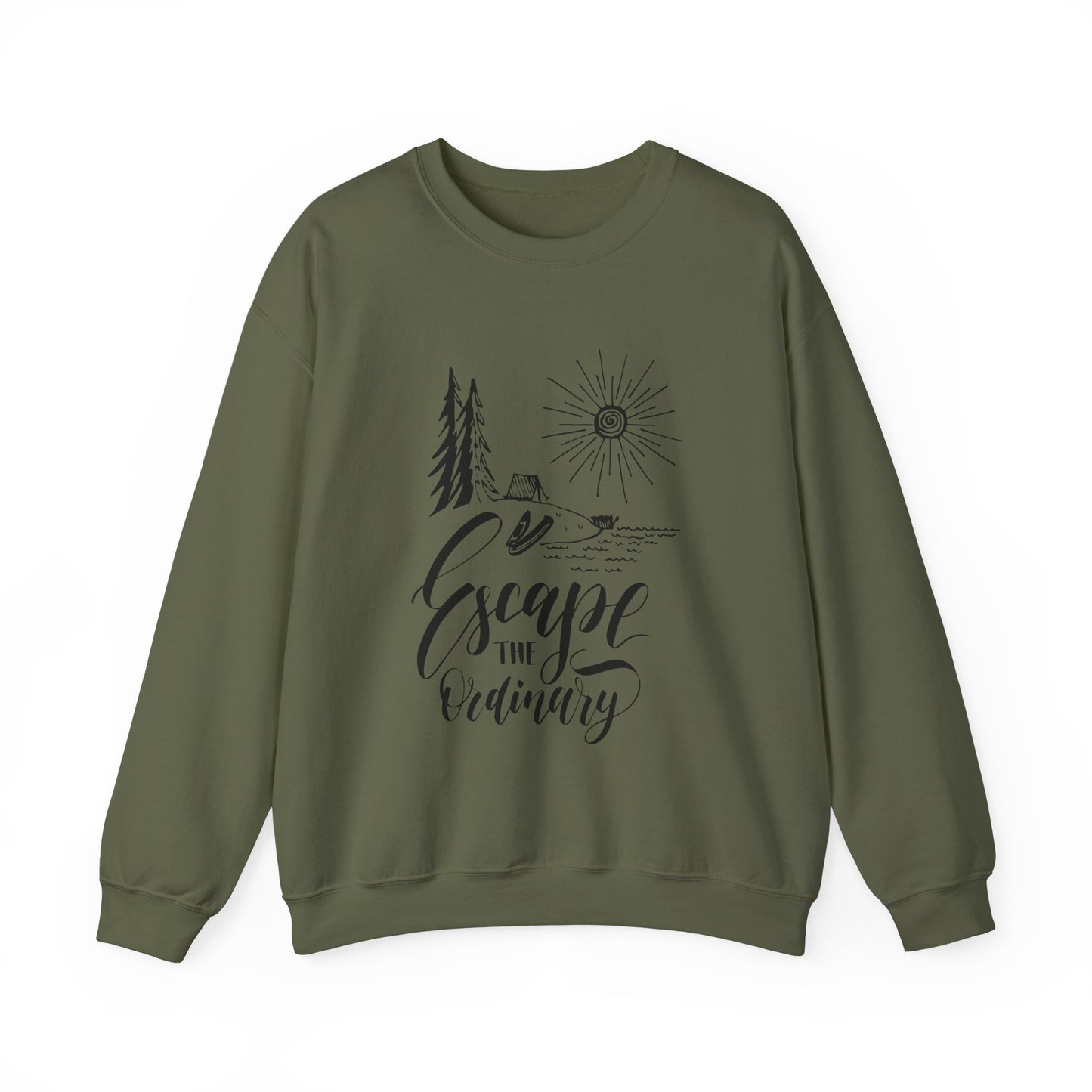Escape the Ordinary Sweatshirt | Cozy Unisex Adventure Pullover | Camping, Hiking & Outdoors Graphic Crewneck