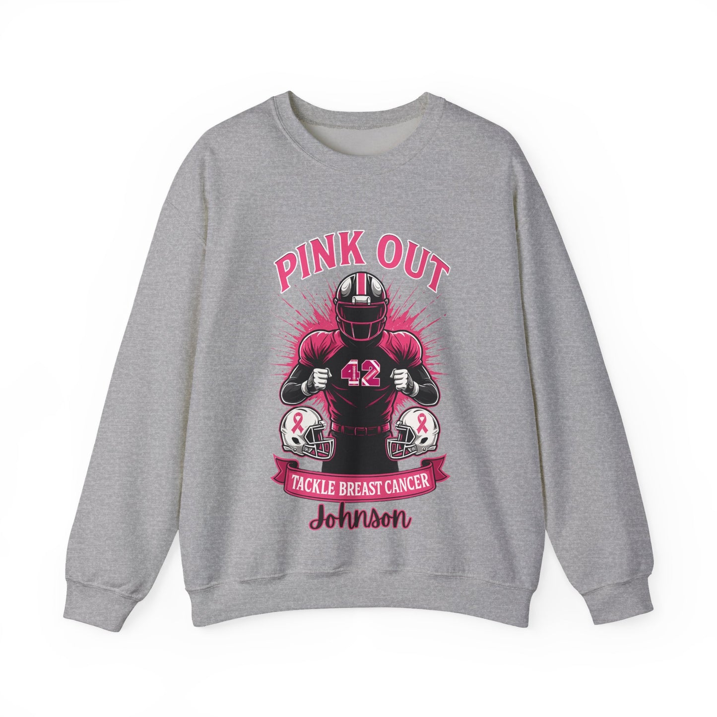 Personalized Pink Out Football Sweatshirt | Custom Breast Cancer Awareness Pullover
