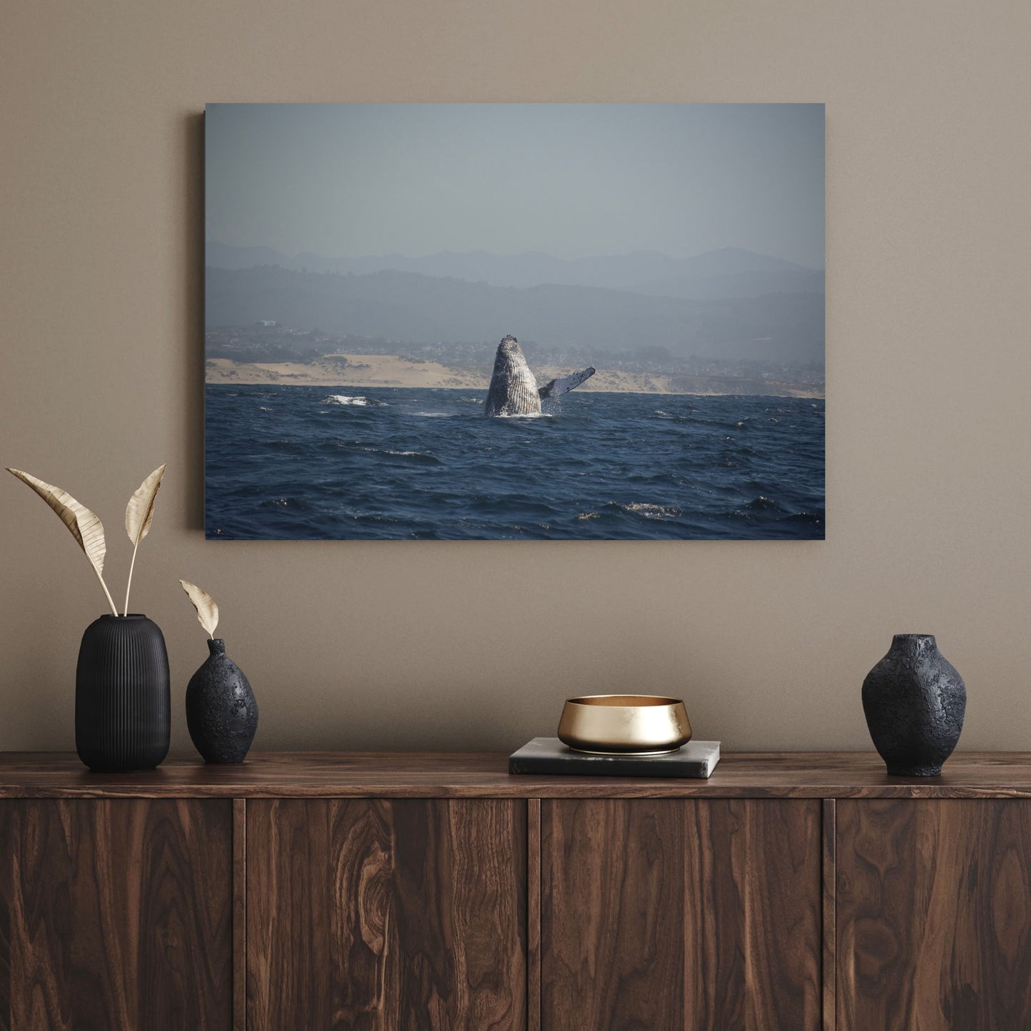 Whale Breaching the Water Canvas Art Print
