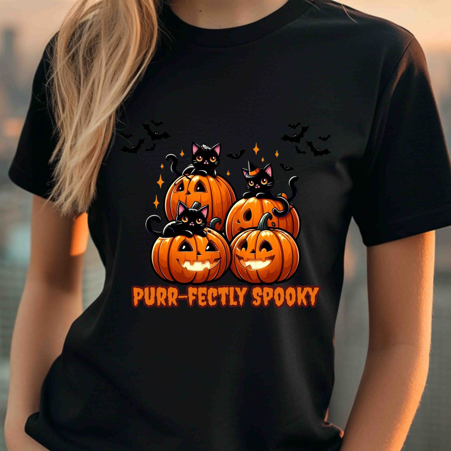 Purr-fectly Spooky Cat Tee: Adorable Halloween Shirt for Cat Lovers