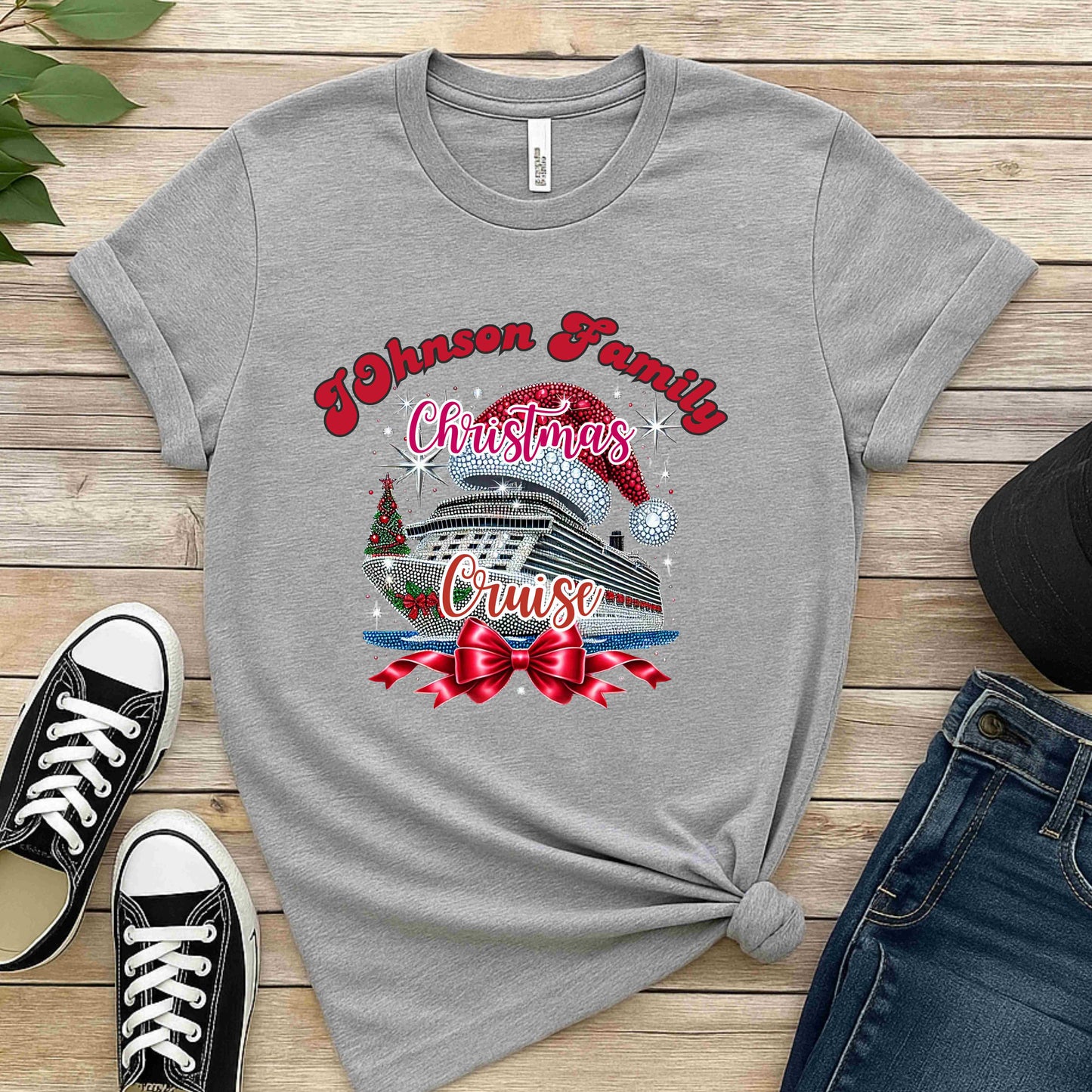 Personalized Family Christmas Cruise Tee - Unisex Heavy Cotton, Holiday T-Shirt, Matching Family Shirt, Cruise Vacation Apparel, Fun Gift Idea