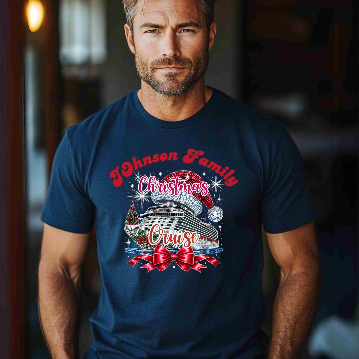 Personalized Family Christmas Cruise Tee - Unisex Heavy Cotton, Holiday T-Shirt, Matching Family Shirt, Cruise Vacation Apparel, Fun Gift Idea