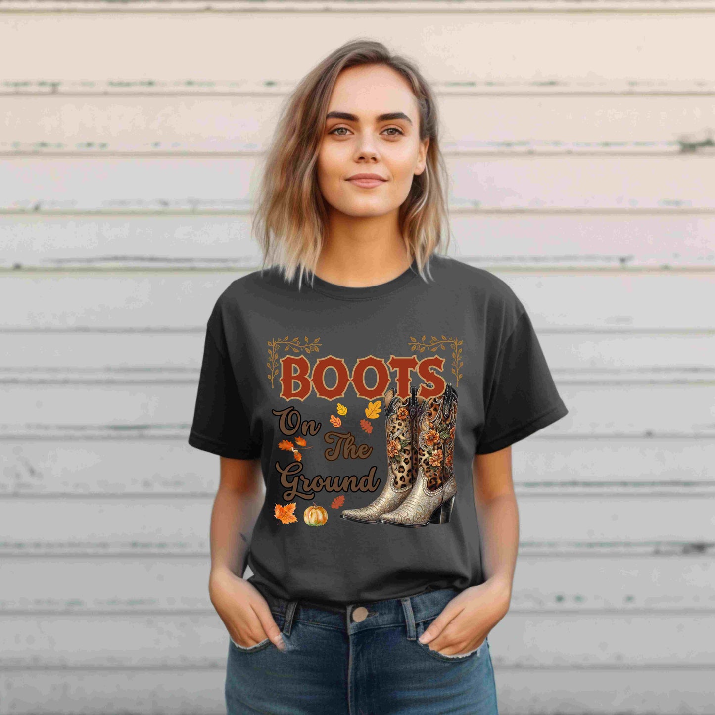 Boots On The Ground Fall Cowgirl T-Shirt – Western Autumn Shirt for Women