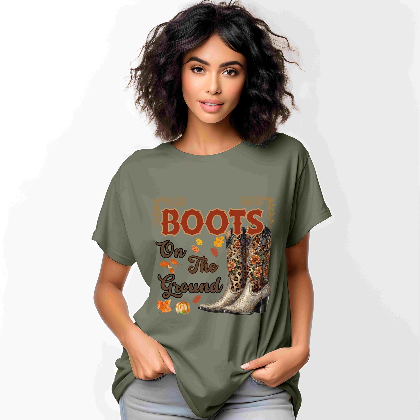 Boots On The Ground Fall Cowgirl T-Shirt – Western Autumn Shirt for Women