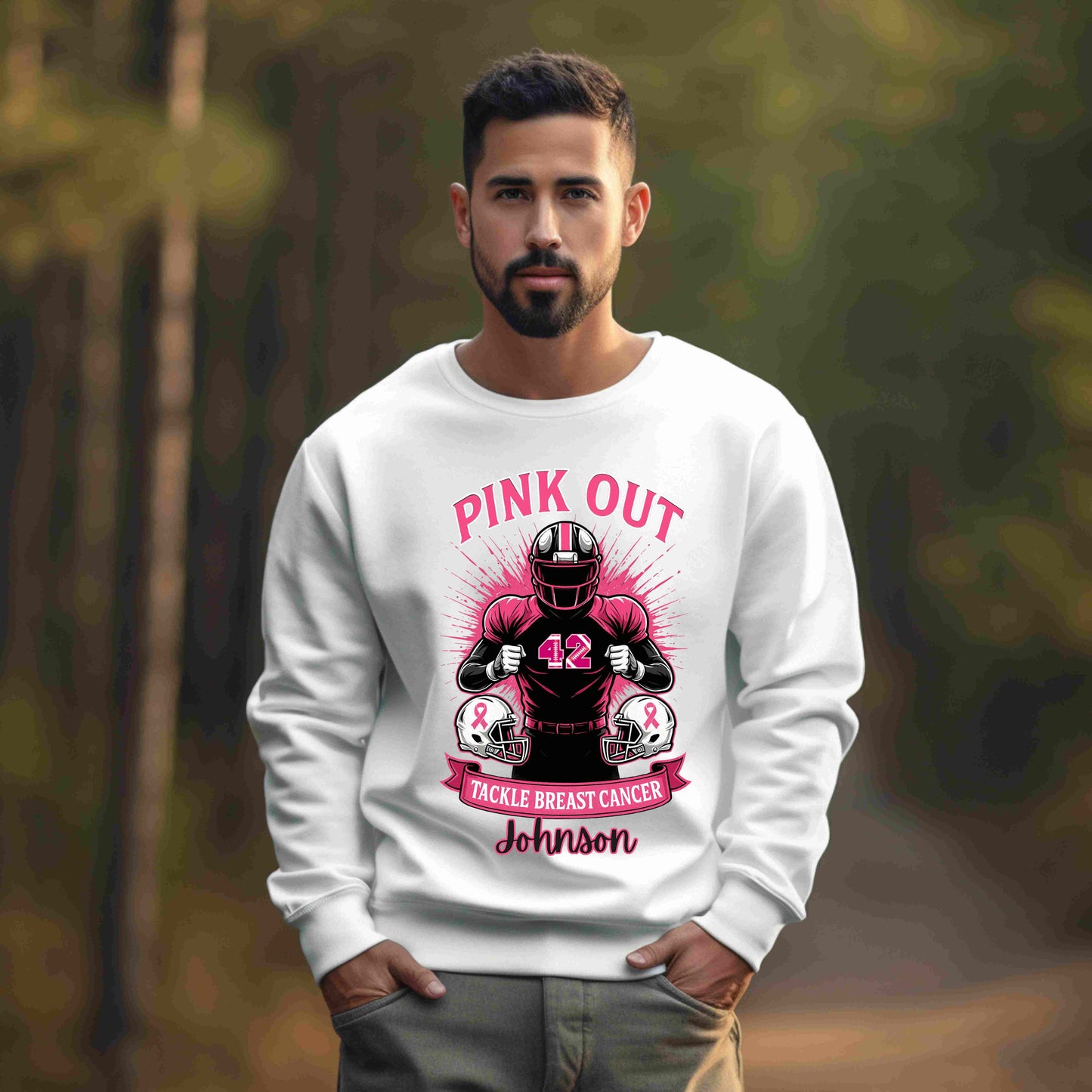 Personalized Pink Out Football Sweatshirt | Custom Breast Cancer Awareness Pullover