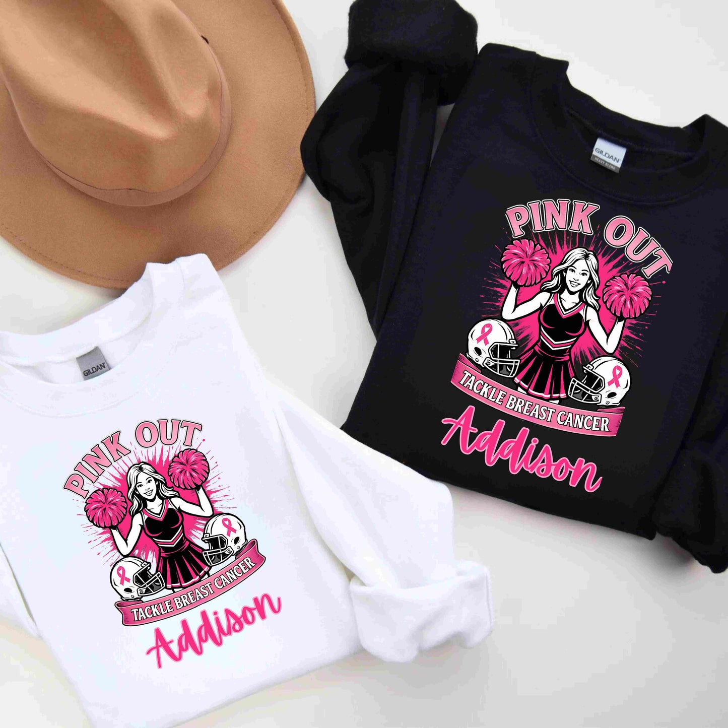 Personalized Pink Out Cheer Sweatshirt | Breast Cancer Awareness