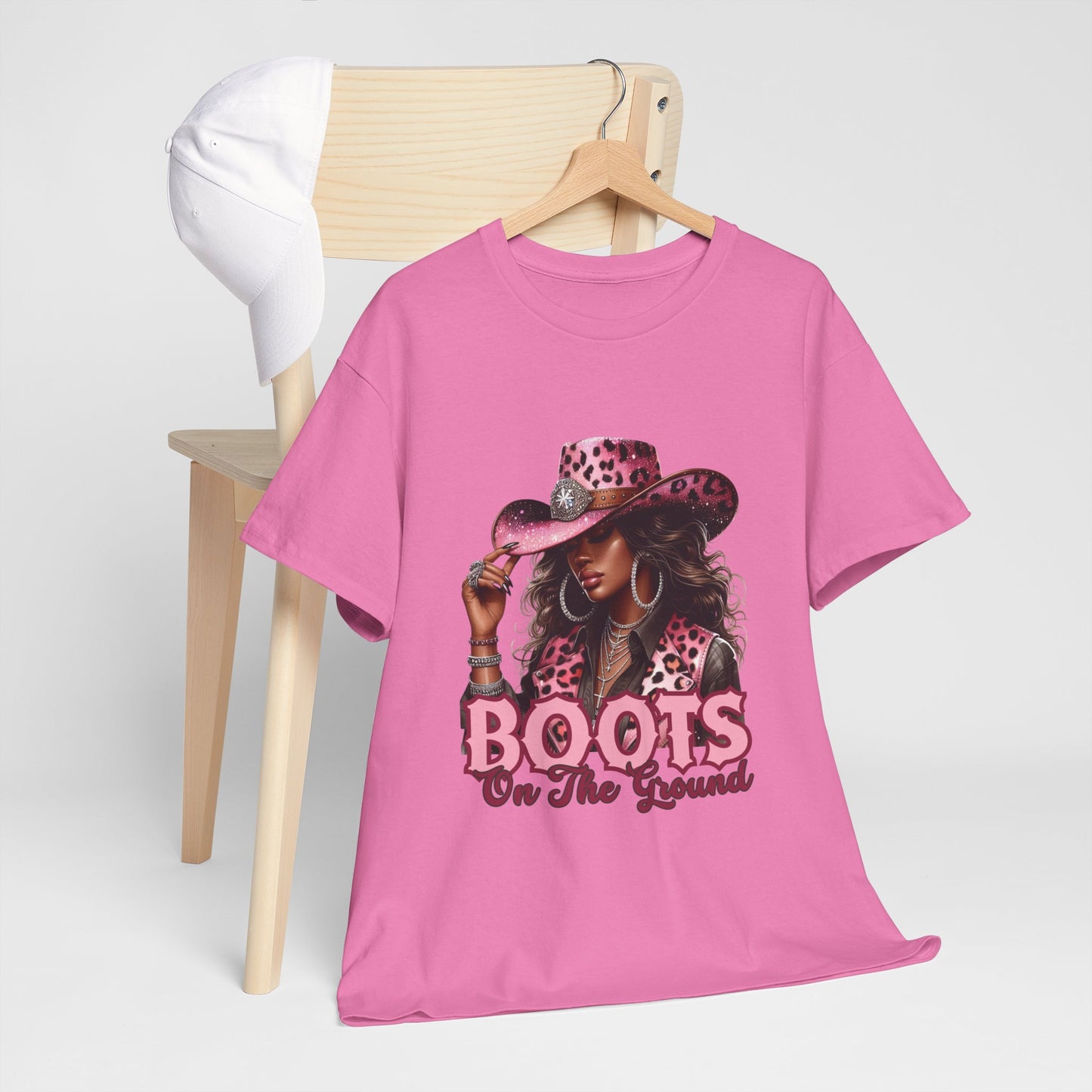 Boots On The Ground Shirt | Western Cowgirl Pink Leopard Hat Tee