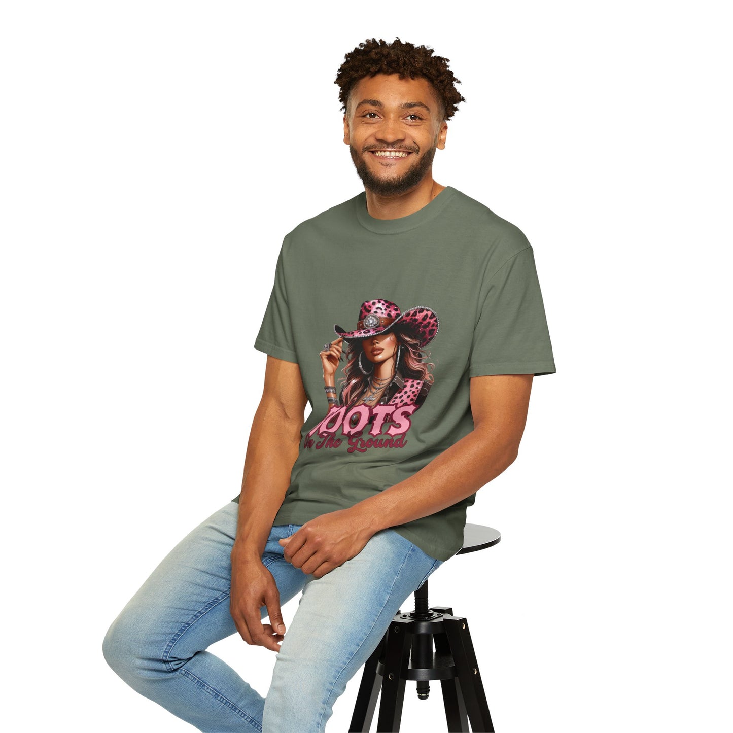 “Boots On The Ground” Pink Cowgirl Graphic T-Shirt – Western Leopard Print Rodeo Tee for Women