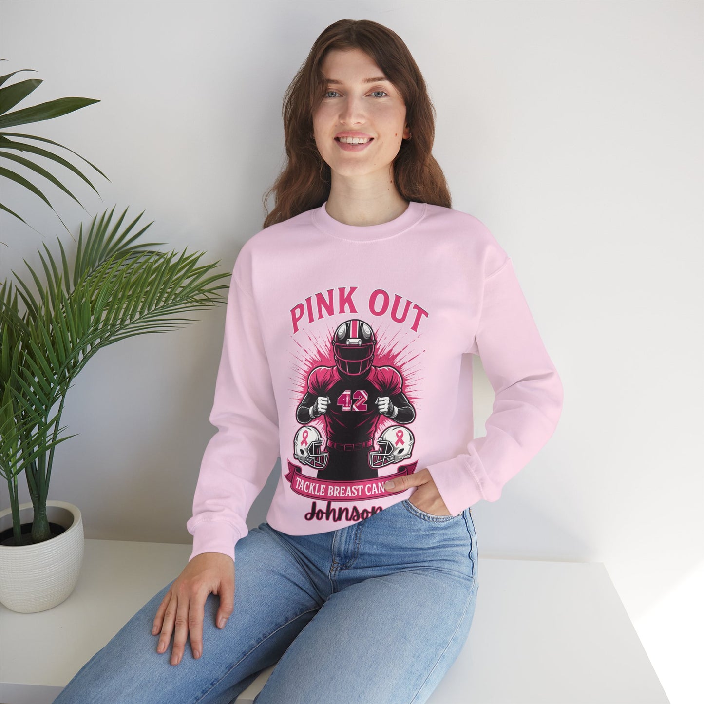 Personalized Pink Out Football Sweatshirt | Custom Breast Cancer Awareness Pullover