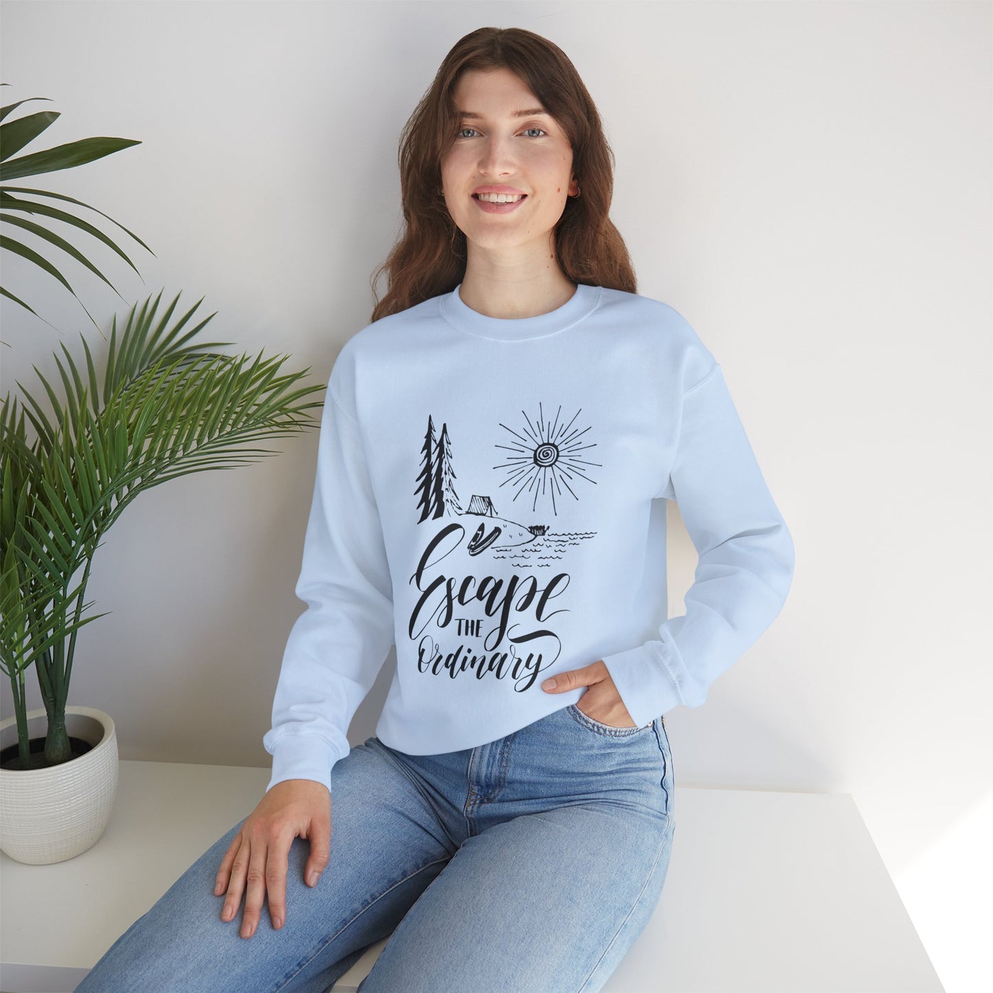 Escape the Ordinary Sweatshirt | Cozy Unisex Adventure Pullover | Camping, Hiking & Outdoors Graphic Crewneck