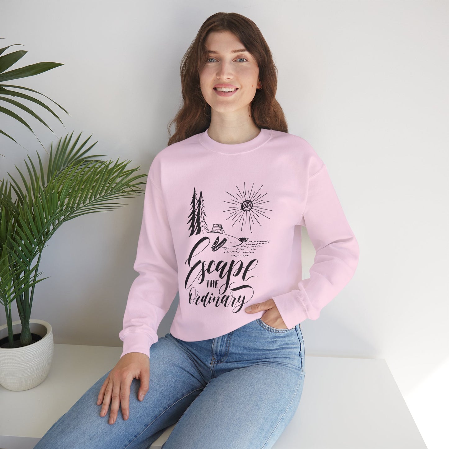 Escape the Ordinary Sweatshirt | Cozy Unisex Adventure Pullover | Camping, Hiking & Outdoors Graphic Crewneck