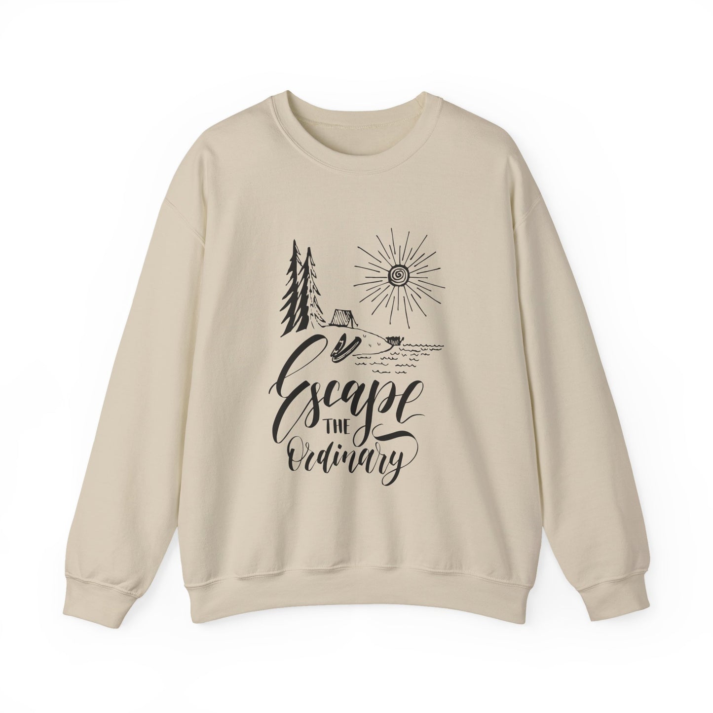 Escape the Ordinary Sweatshirt | Cozy Unisex Adventure Pullover | Camping, Hiking & Outdoors Graphic Crewneck