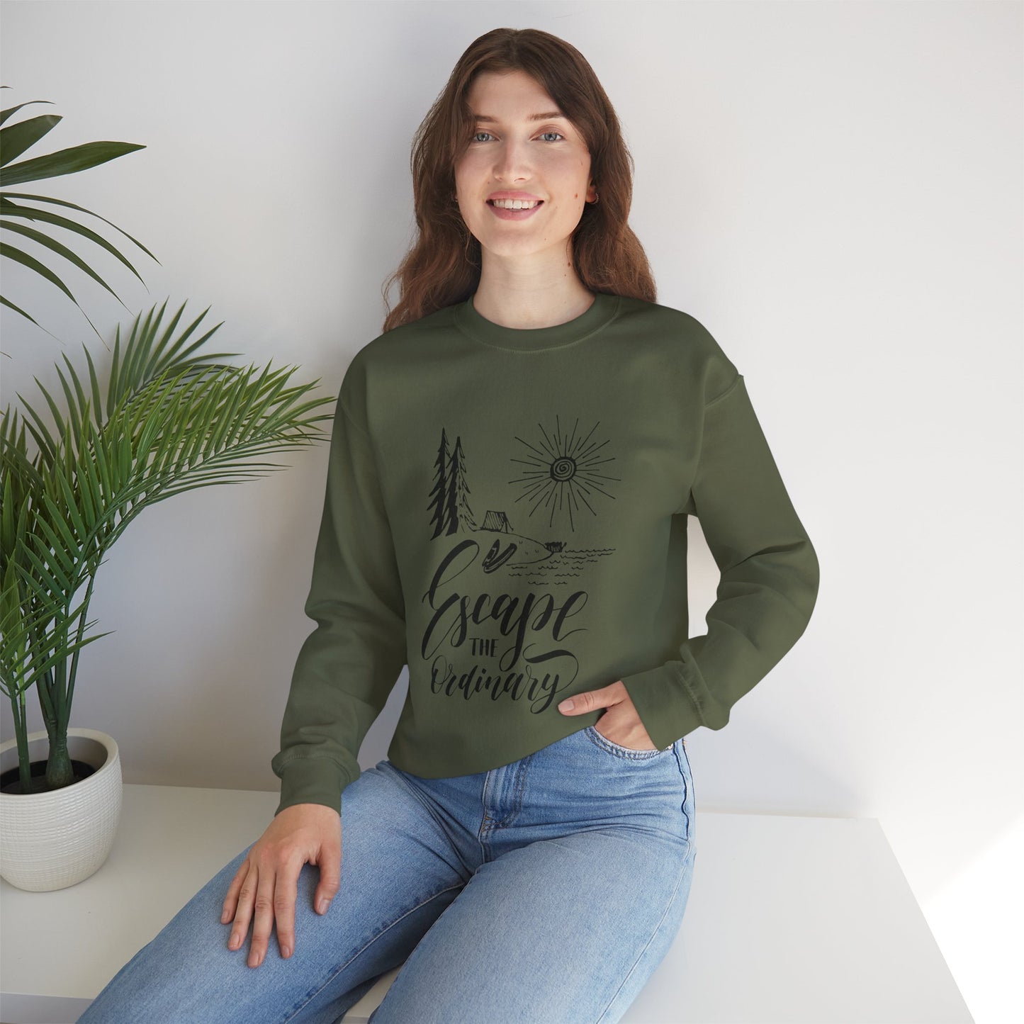 Escape the Ordinary Sweatshirt | Cozy Unisex Adventure Pullover | Camping, Hiking & Outdoors Graphic Crewneck