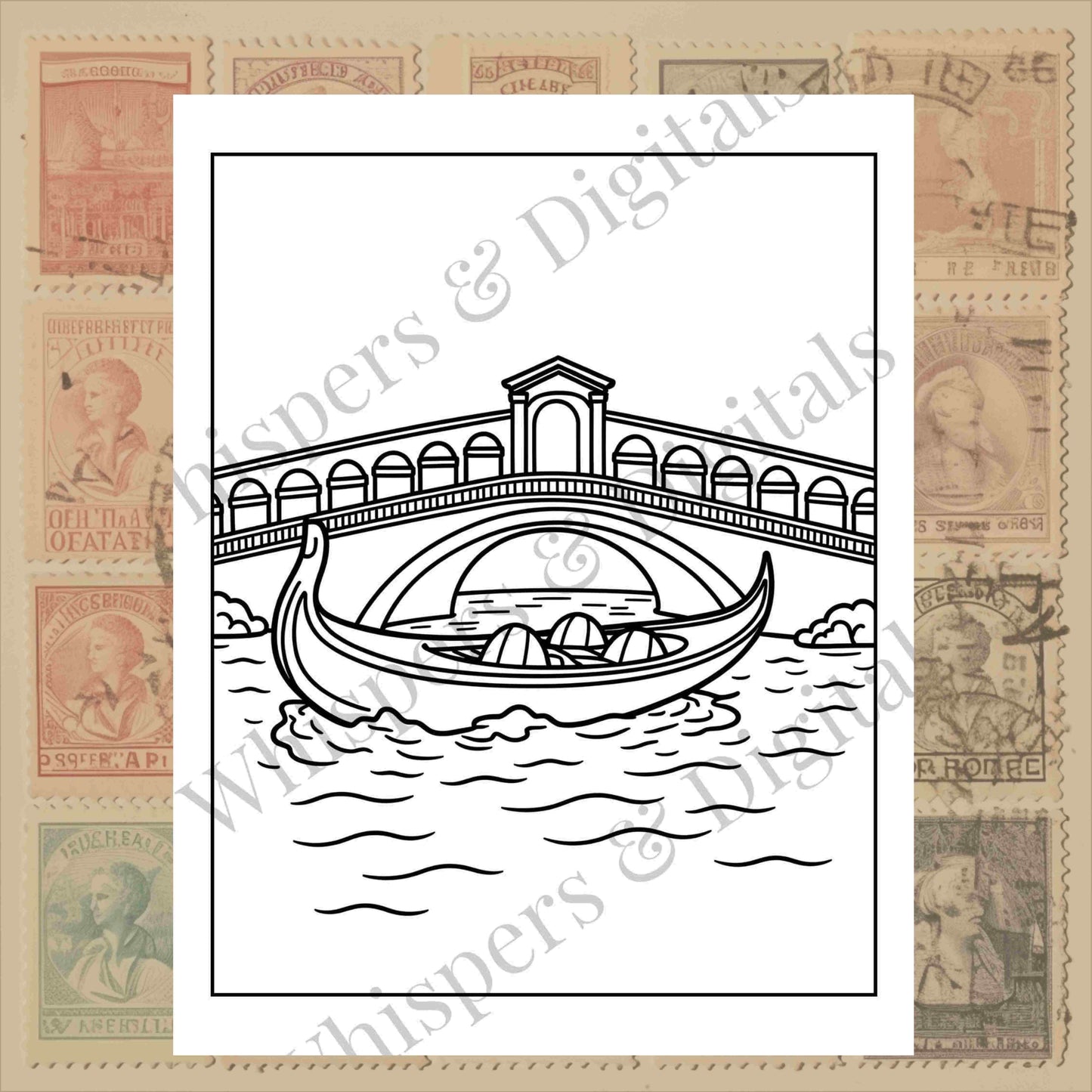 Ten printable European travel-themed coloring pages featuring landmarks, luggage, airplanes, and compass designs — digital download for travel lovers