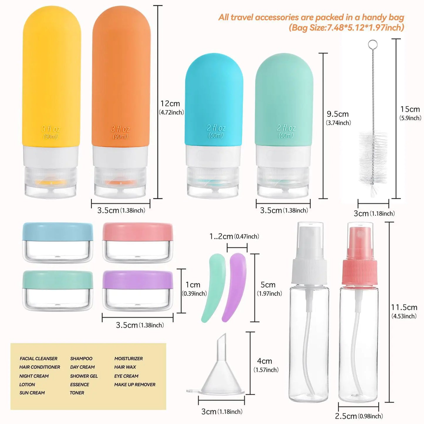 16-Piece TSA-Approved Travel Bottle Set with Leakproof Toiletry Containers & Clear Bag