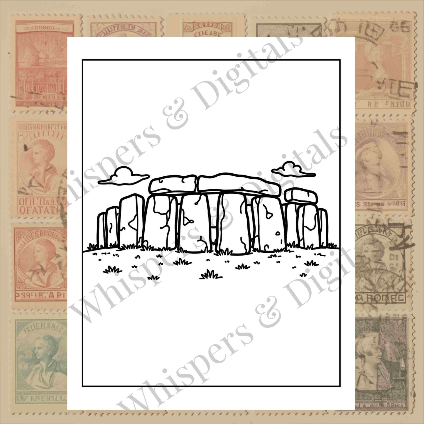 Ten printable European travel-themed coloring pages featuring landmarks, luggage, airplanes, and compass designs — digital download for travel lovers