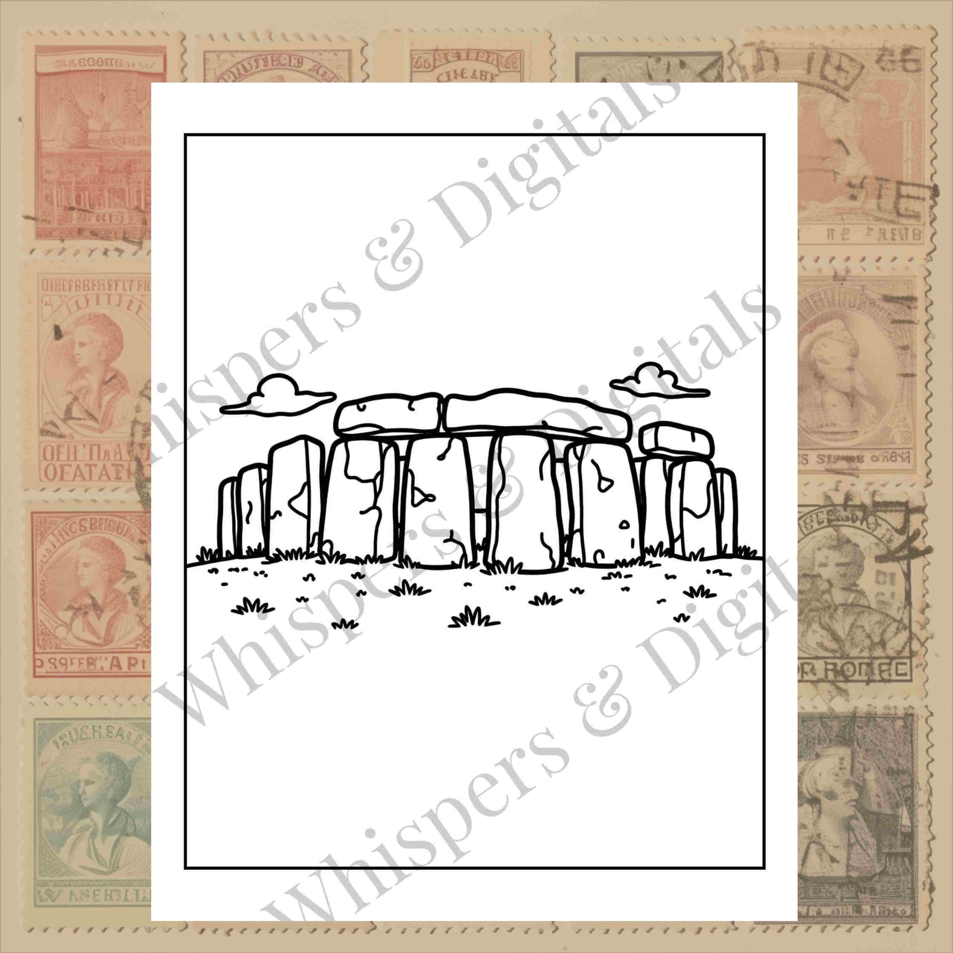 Ten printable European travel-themed coloring pages featuring landmarks, luggage, airplanes, and compass designs — digital download for travel lovers