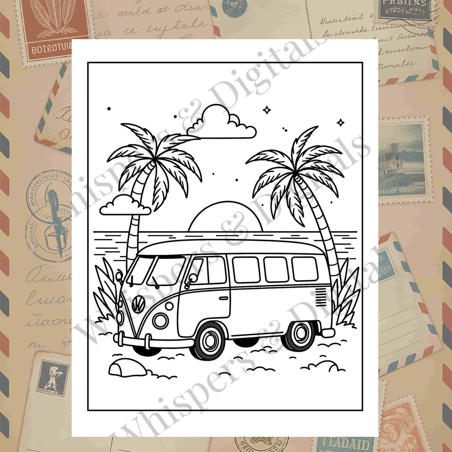 Ten printable travel-themed coloring pages featuring airplanes, luggage, compass, and travel icons — digital download for adults and kids