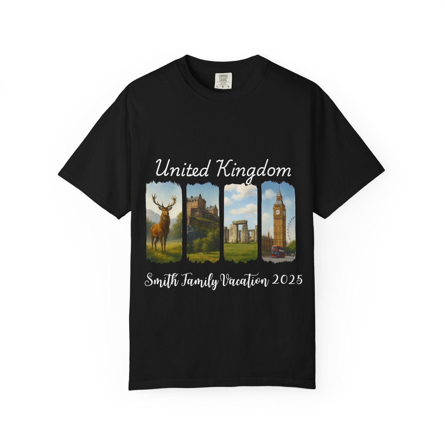 United Kingdom Family Vacation Shirt 2025 – Custom Scenic UK T-Shirt with Landmarks, Personalized Travel Souvenir Tee