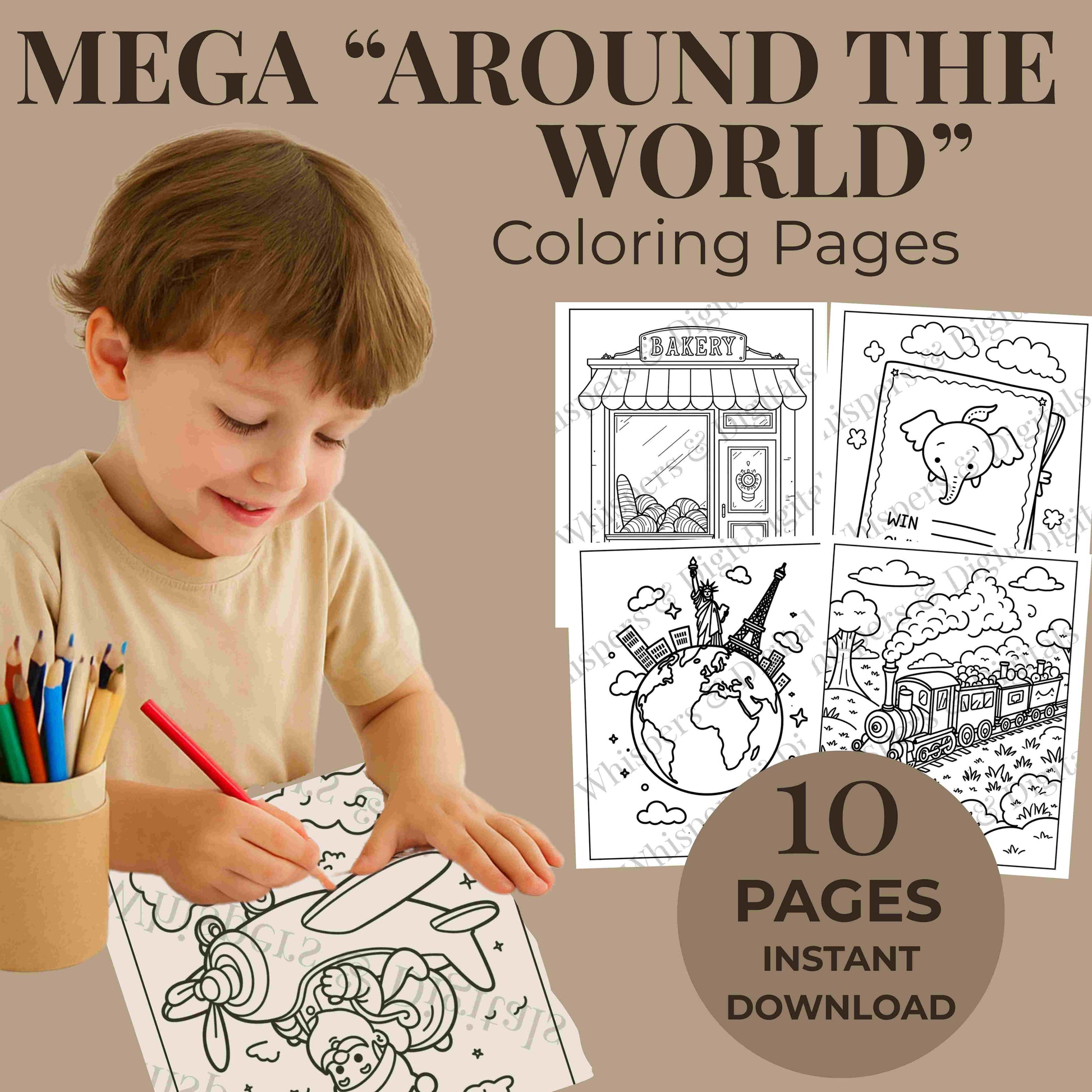 Mega “Around the World” Coloring Pages Bundle | 55 Printable Travel-Themed Coloring Sheets | Digital Download