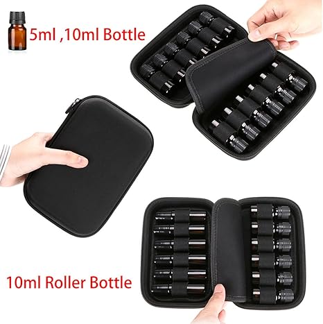 Pink Essential Oil Travel Case – Hard Shell Protective Storage for 12 Bottles (5ml–10ml) – Aromatherapy Organizer for Travel or Daily Use
