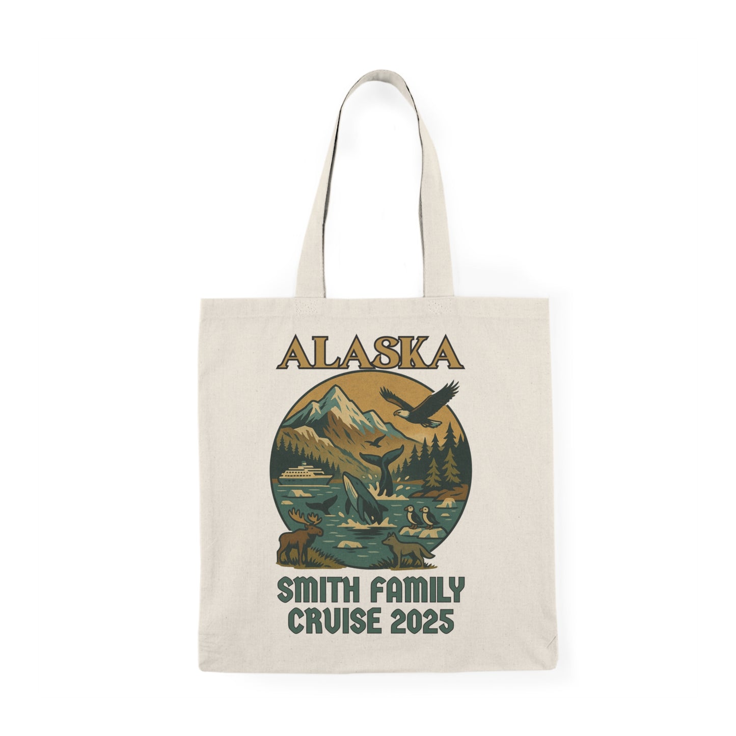 Personalized Alaska Adventure Tote Bag, Family Cruise Bag, Customized Eco-Friendly Shopping Tote, Nature Lovers Gift, Travel Companion