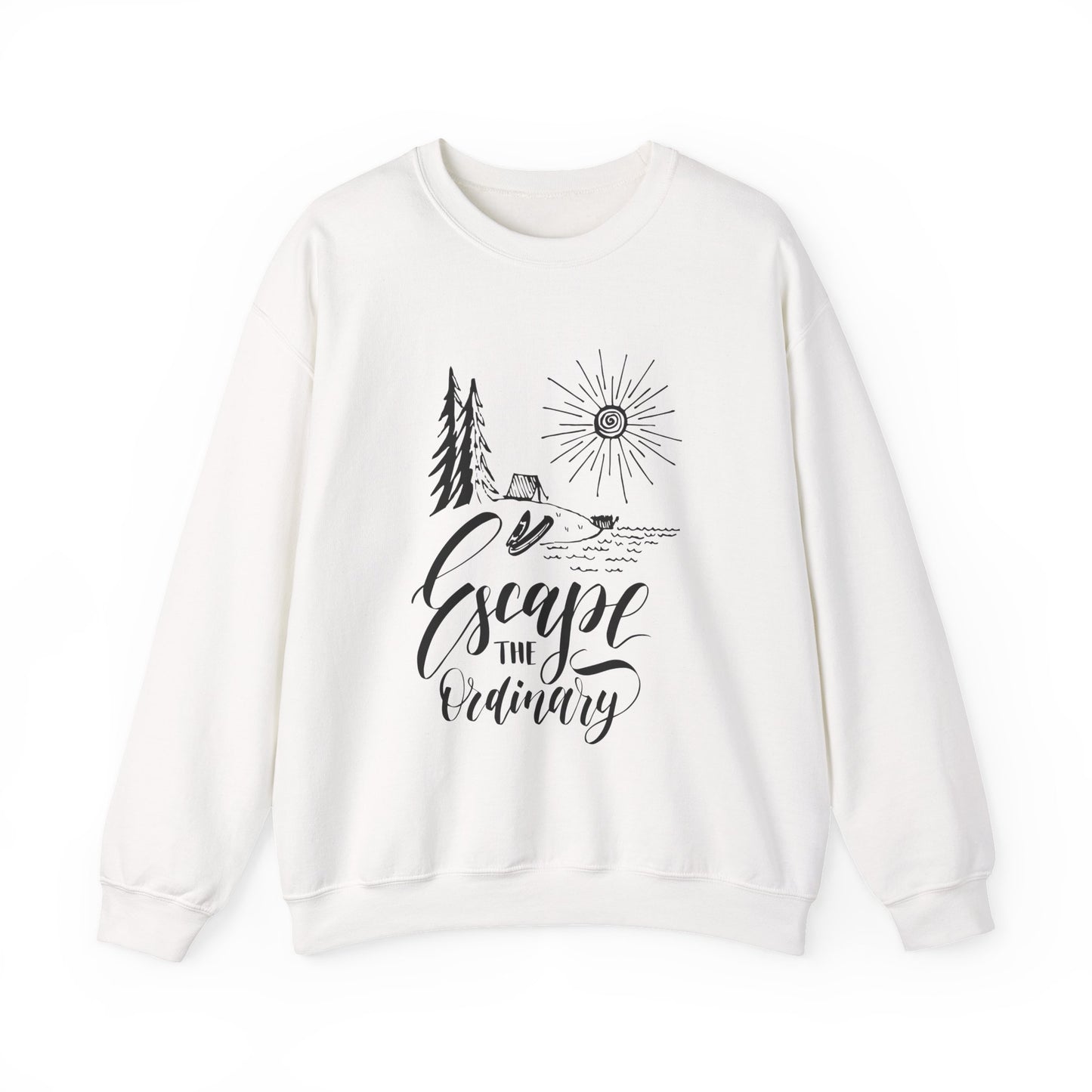 Escape the Ordinary Sweatshirt | Cozy Unisex Adventure Pullover | Camping, Hiking & Outdoors Graphic Crewneck