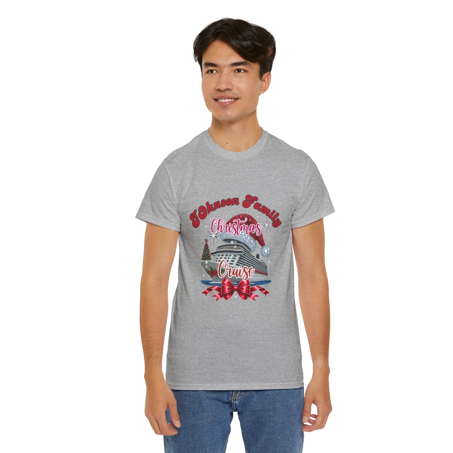Personalized Family Christmas Cruise Tee - Unisex Heavy Cotton, Holiday T-Shirt, Matching Family Shirt, Cruise Vacation Apparel, Fun Gift Idea