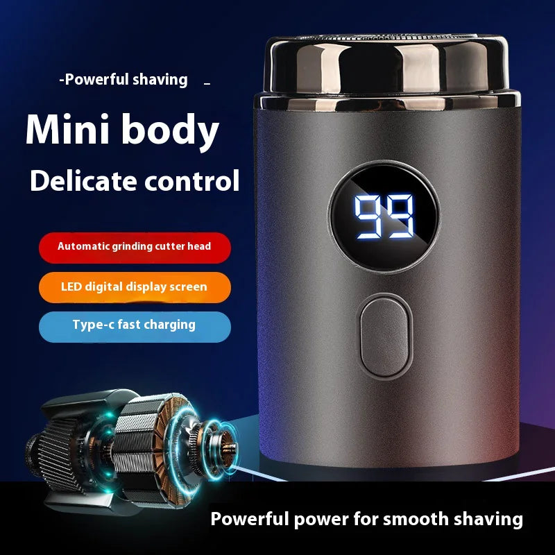 Mini Rechargeable Travel Shaver for Men – Waterproof Electric Razor with LED Display & Type-C Charging