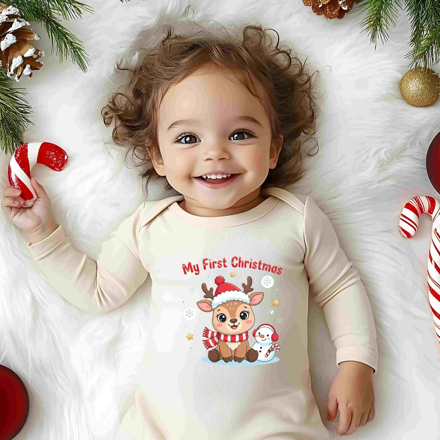 My First Christmas PNG Bundle • 5 Digital Designs • Personalized Reindeer & Polar Bear Clipart