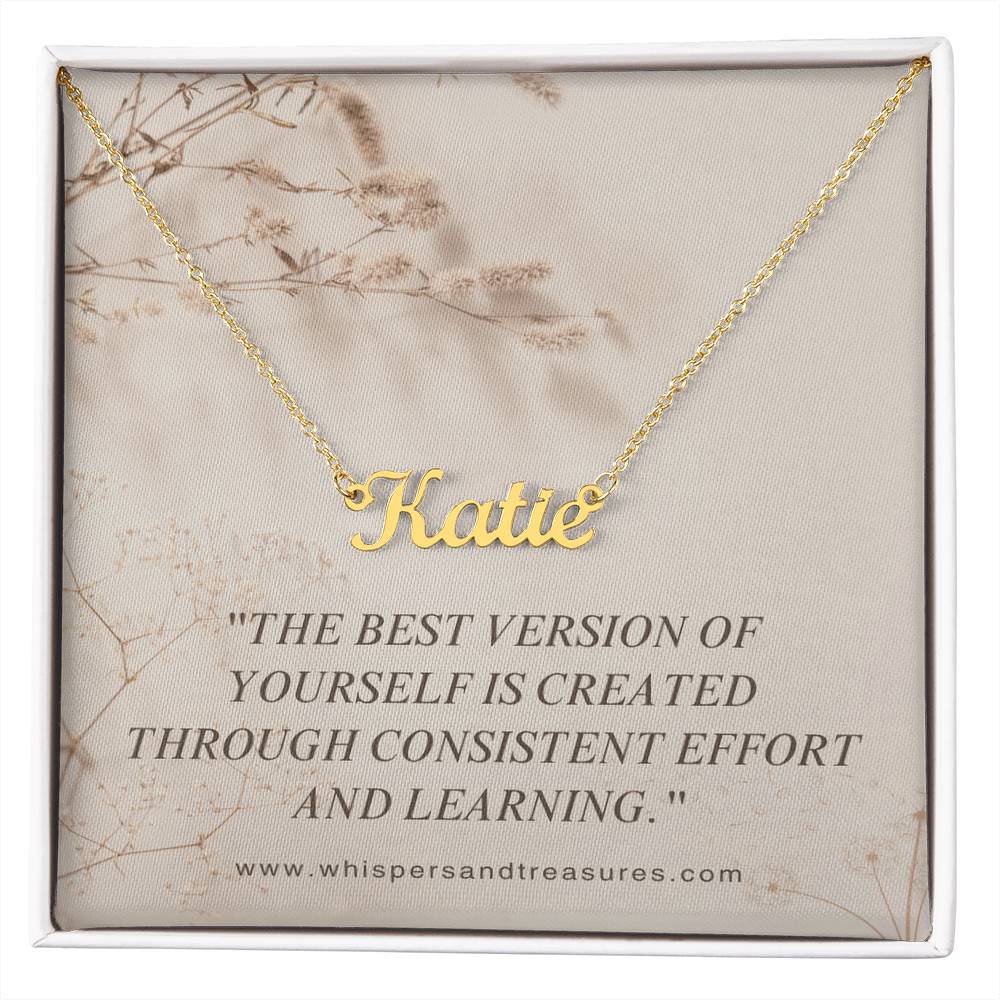 Personalized Name Necklace – Custom Script Pendant, Gift for Her, Inspirational Jewelry with Message Card