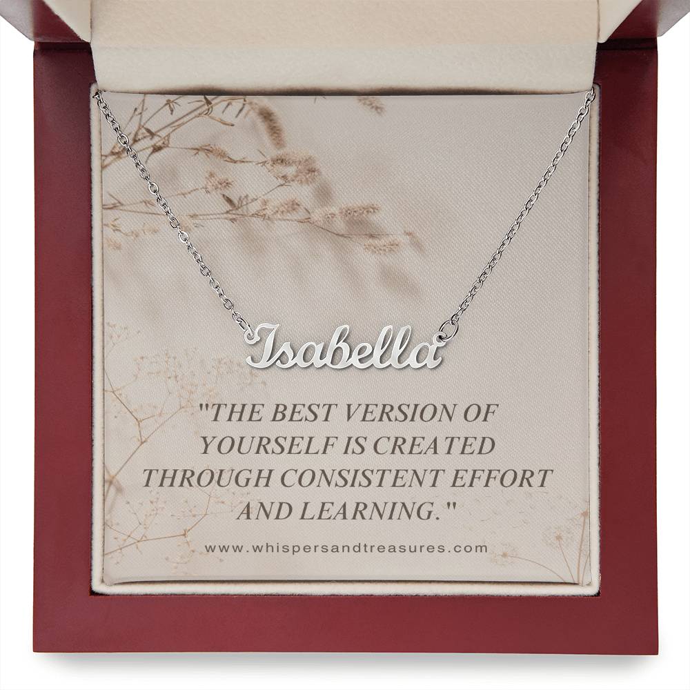 Personalized Name Necklace – Custom Script Pendant, Gift for Her, Inspirational Jewelry with Message Card