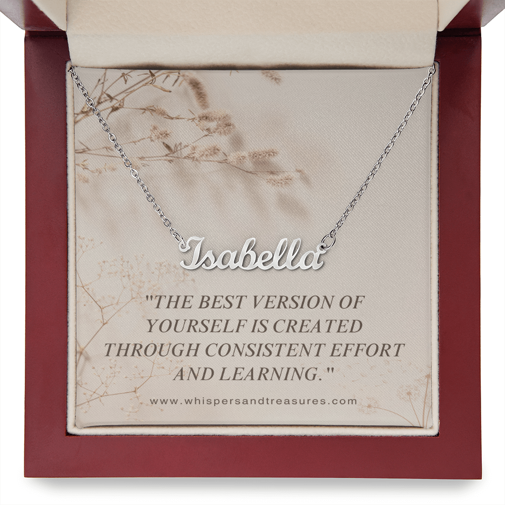 Personalized Name Necklace – Custom Script Pendant, Gift for Her, Inspirational Jewelry with Message Card